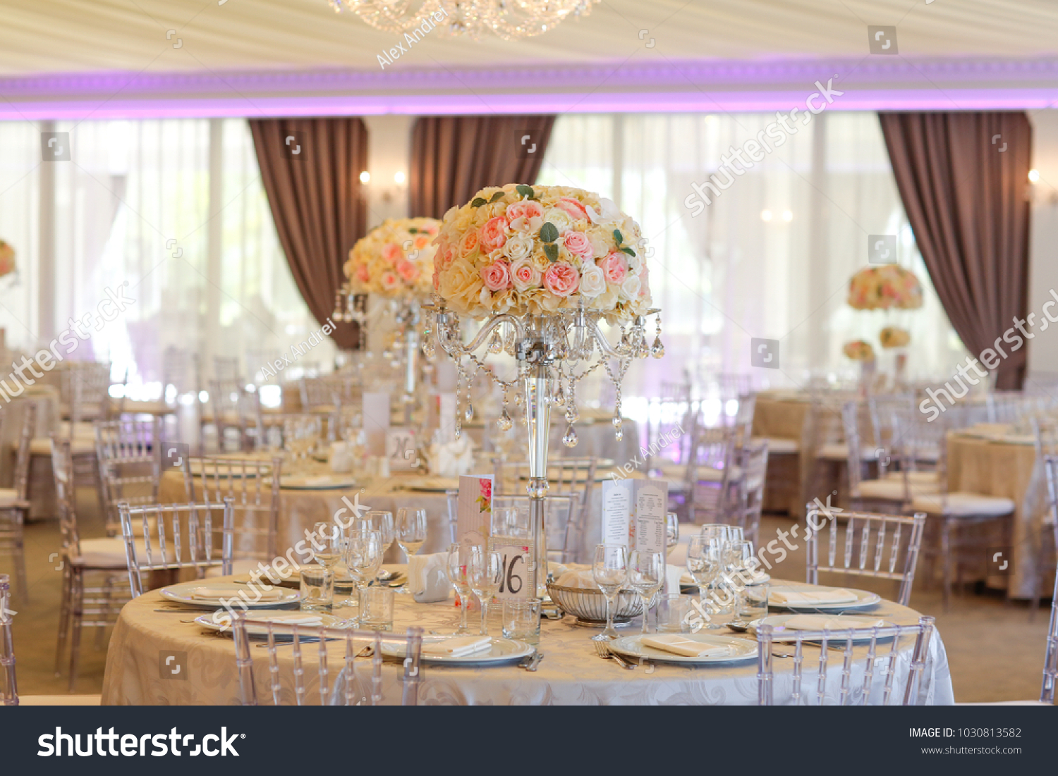 Tall White Rose Centerpieces Indoor Wedding Stock Photo Edit Now