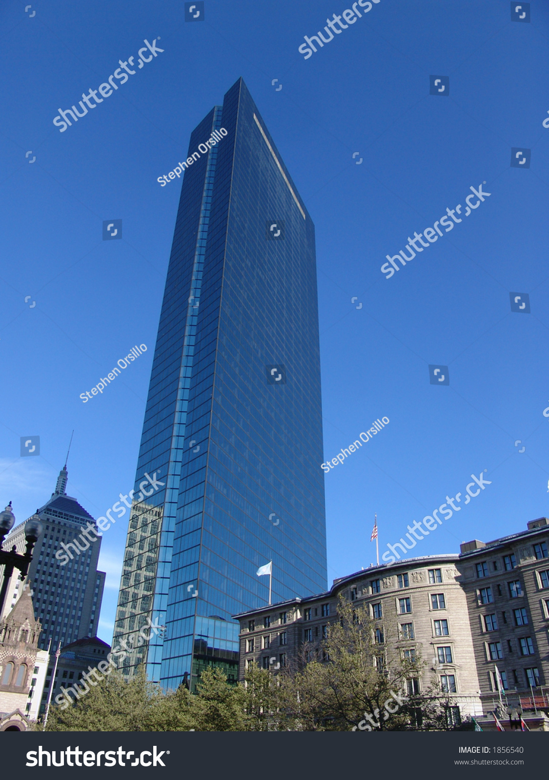 Tallest Building In Boston Massachusetts, The John Hancock Tower Stock ...