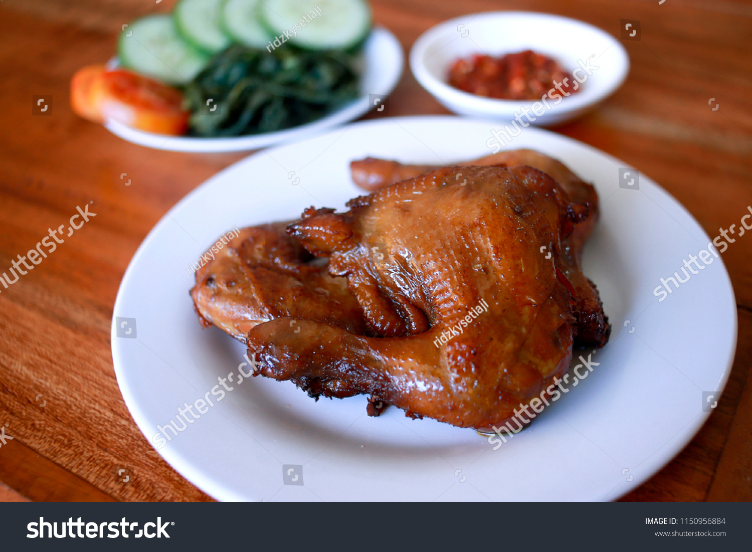 Tasty Ayam Bakar Sambal Terasi Lalapan Stock Photo 1150956884