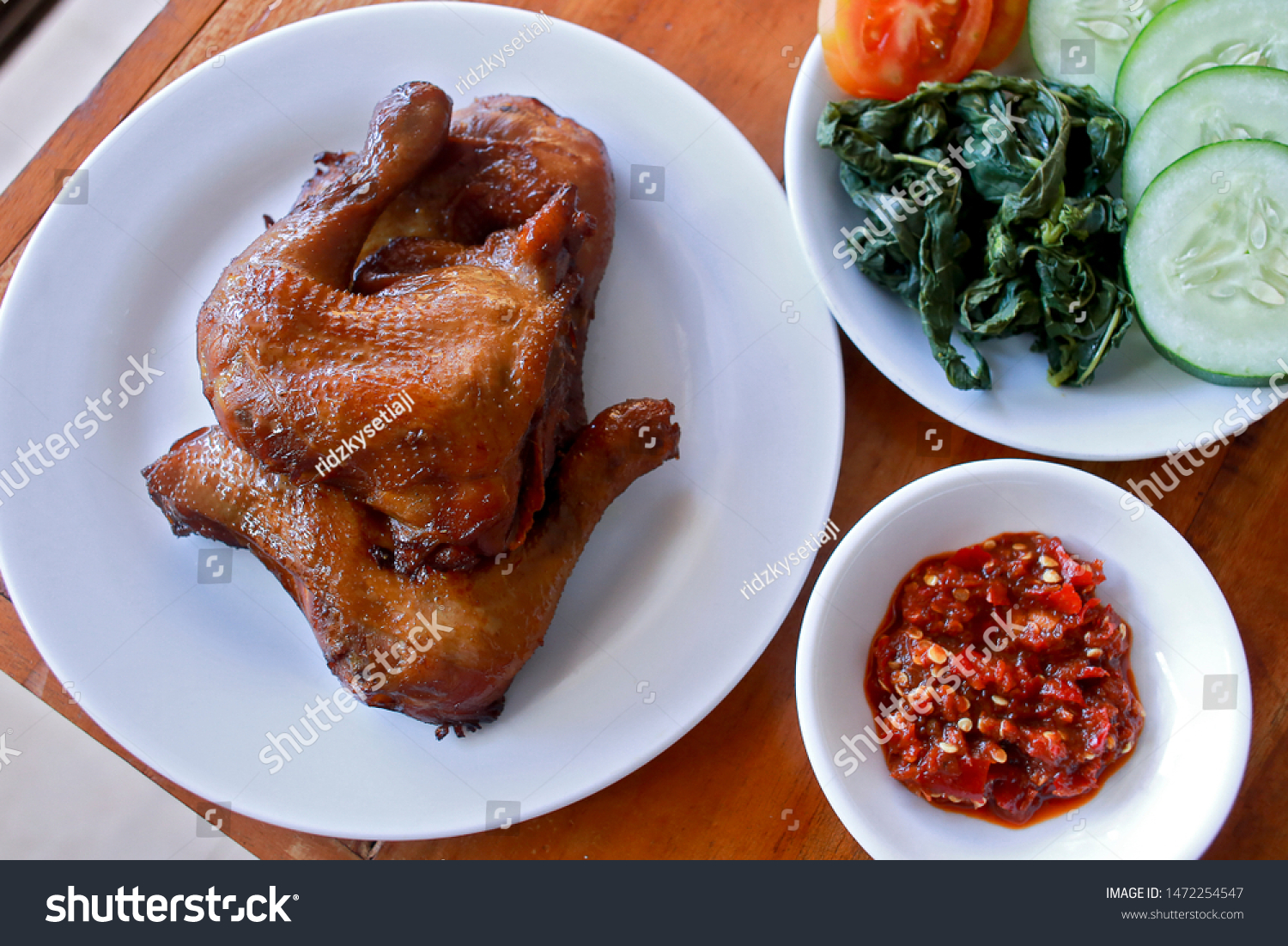 Tasty Ayam Bakar Sambal Terasi Lalapan Stock Photo Edit Now 1472254547