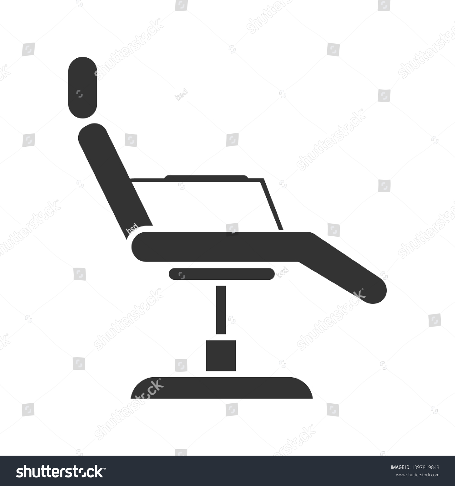 Tattoo Chair Glyph Icon Silhouette Symbol Stock Illustration