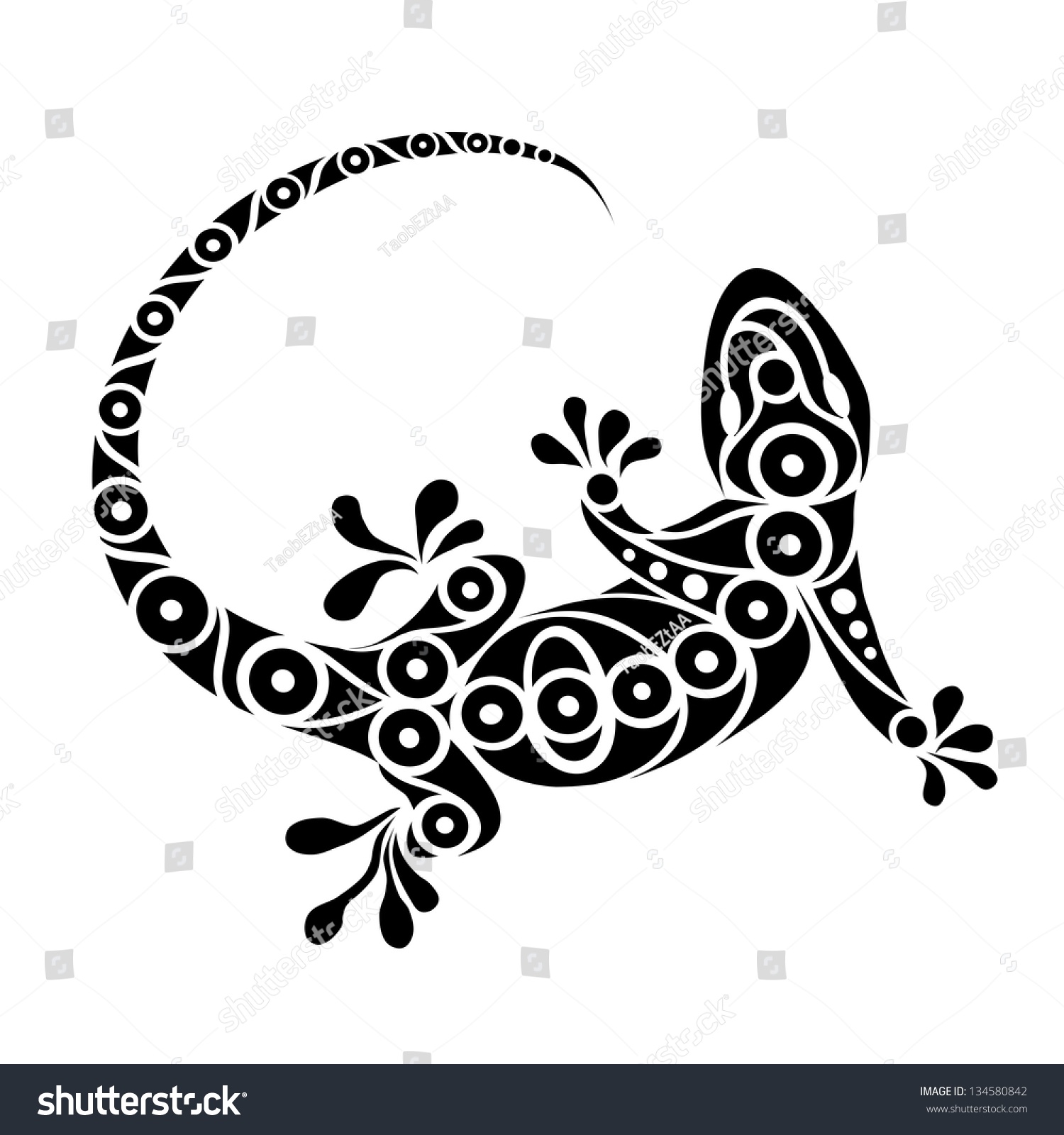 Tattoo Illustration Tribal Gecko Design Stock Illustration 134580842   Stock Photo Tattoo Illustration Of A Tribal Gecko Design 134580842 