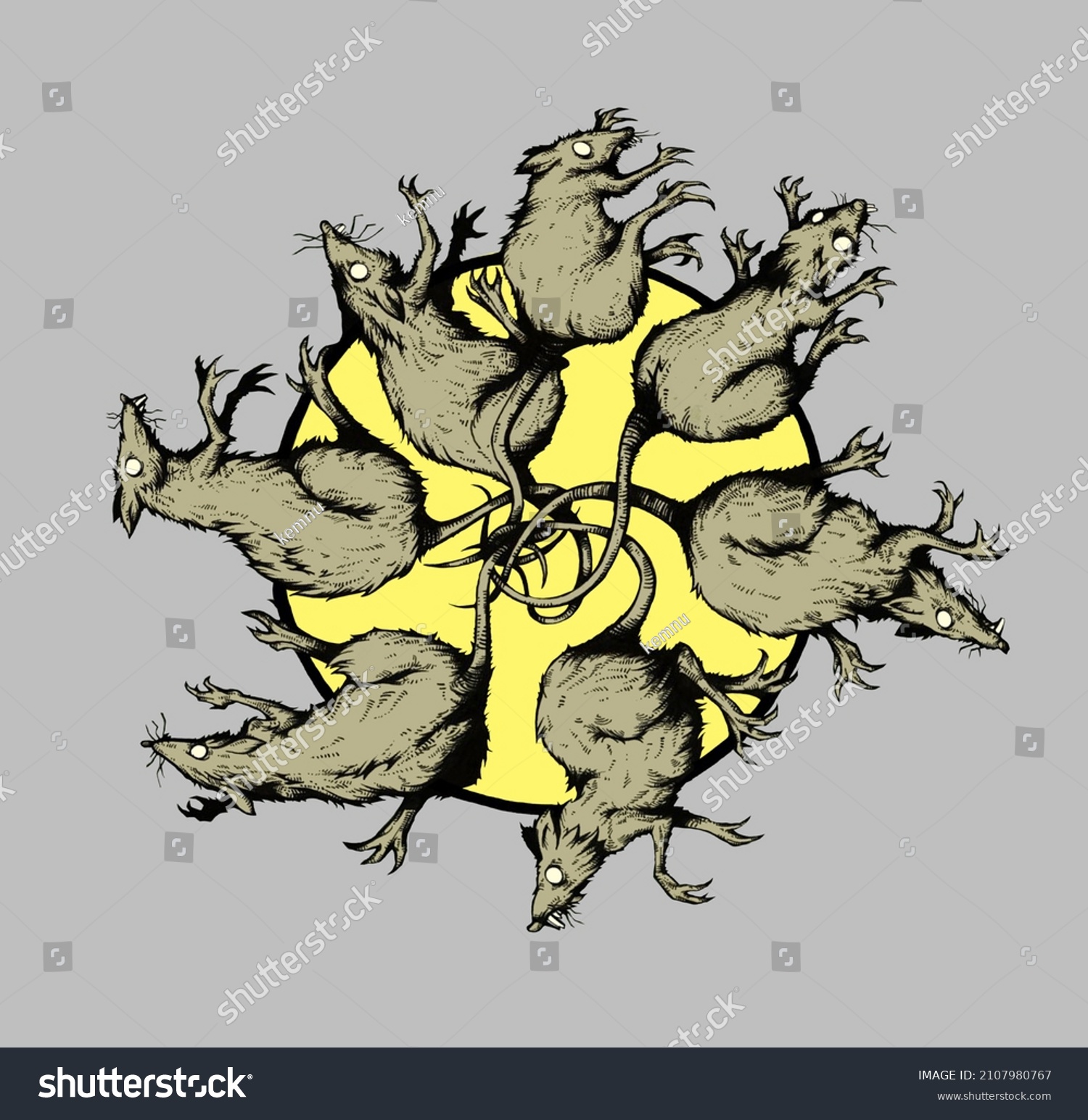 Tattoo Sketch Rats Ball Rat King Stock Illustration 2107980767