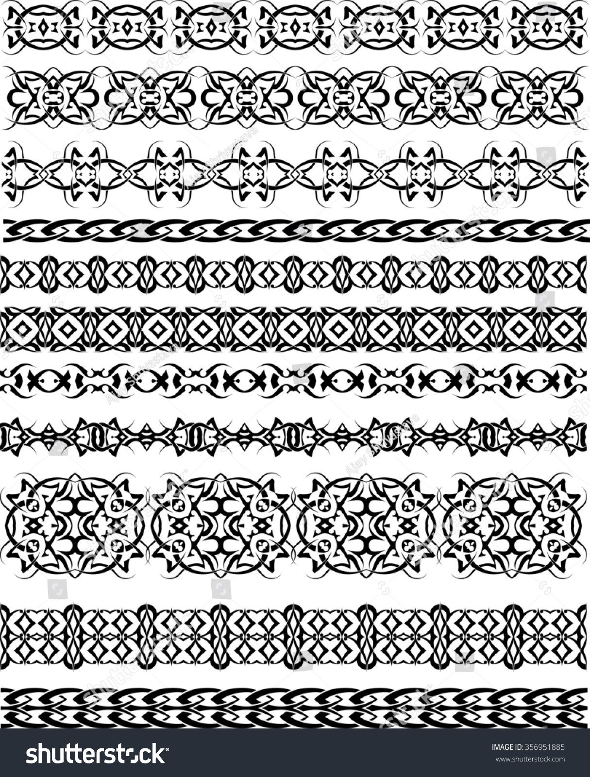 Tattoo Tribal Borders Raster Illustration Stock Illustration 356951885 ...