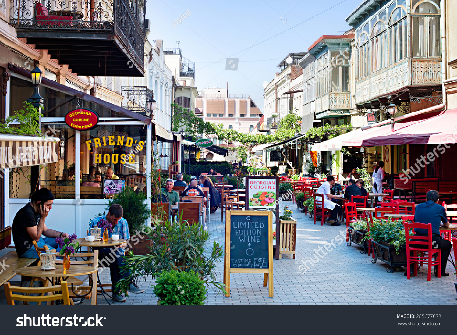 Tbilisi, Georgia - May 02, 2015: People At Restaurant In The Old Town ...