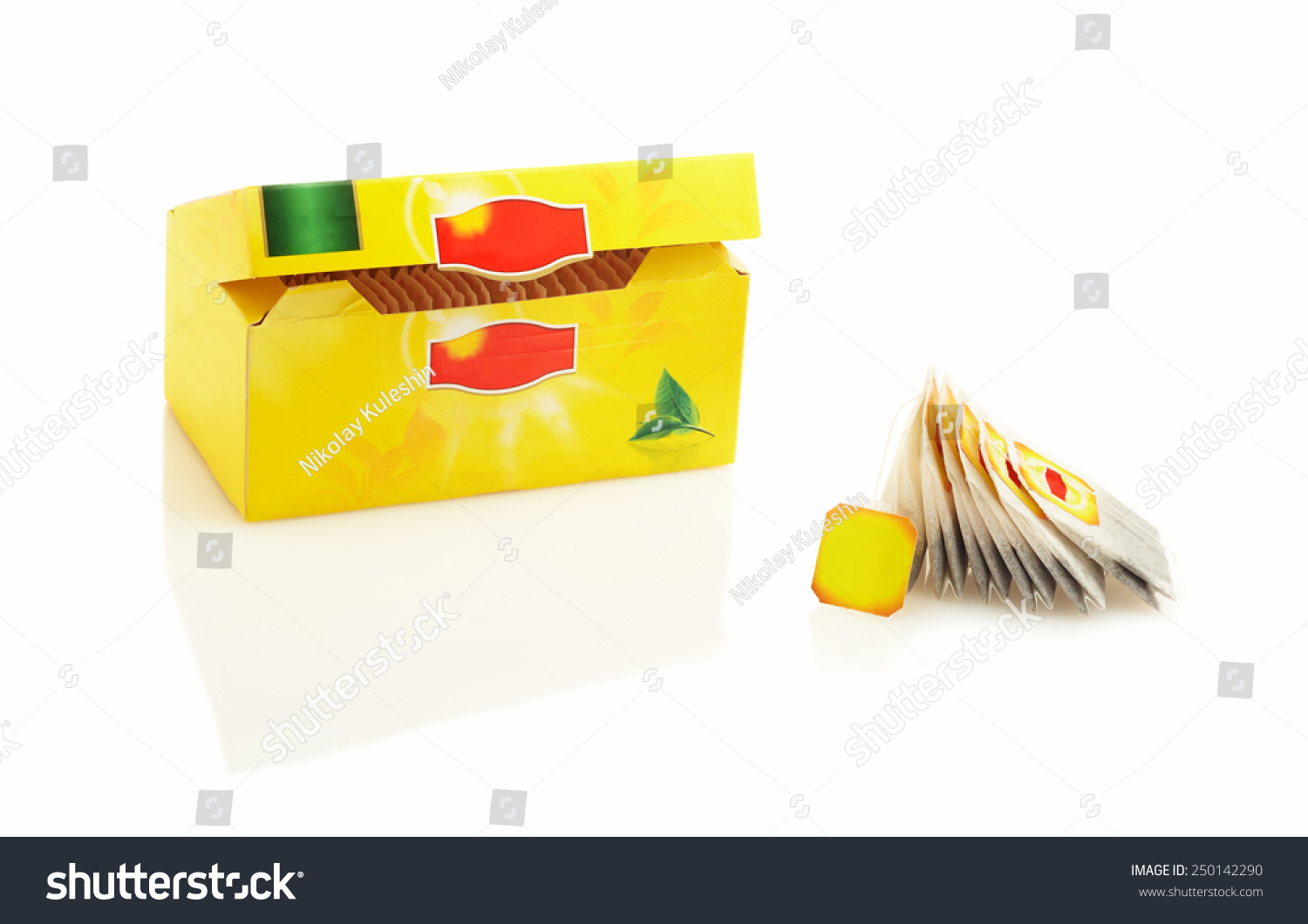 Download Tea Bags Packed Yellow Box Isolated Food And Drink Stock Image 250142290 PSD Mockup Templates