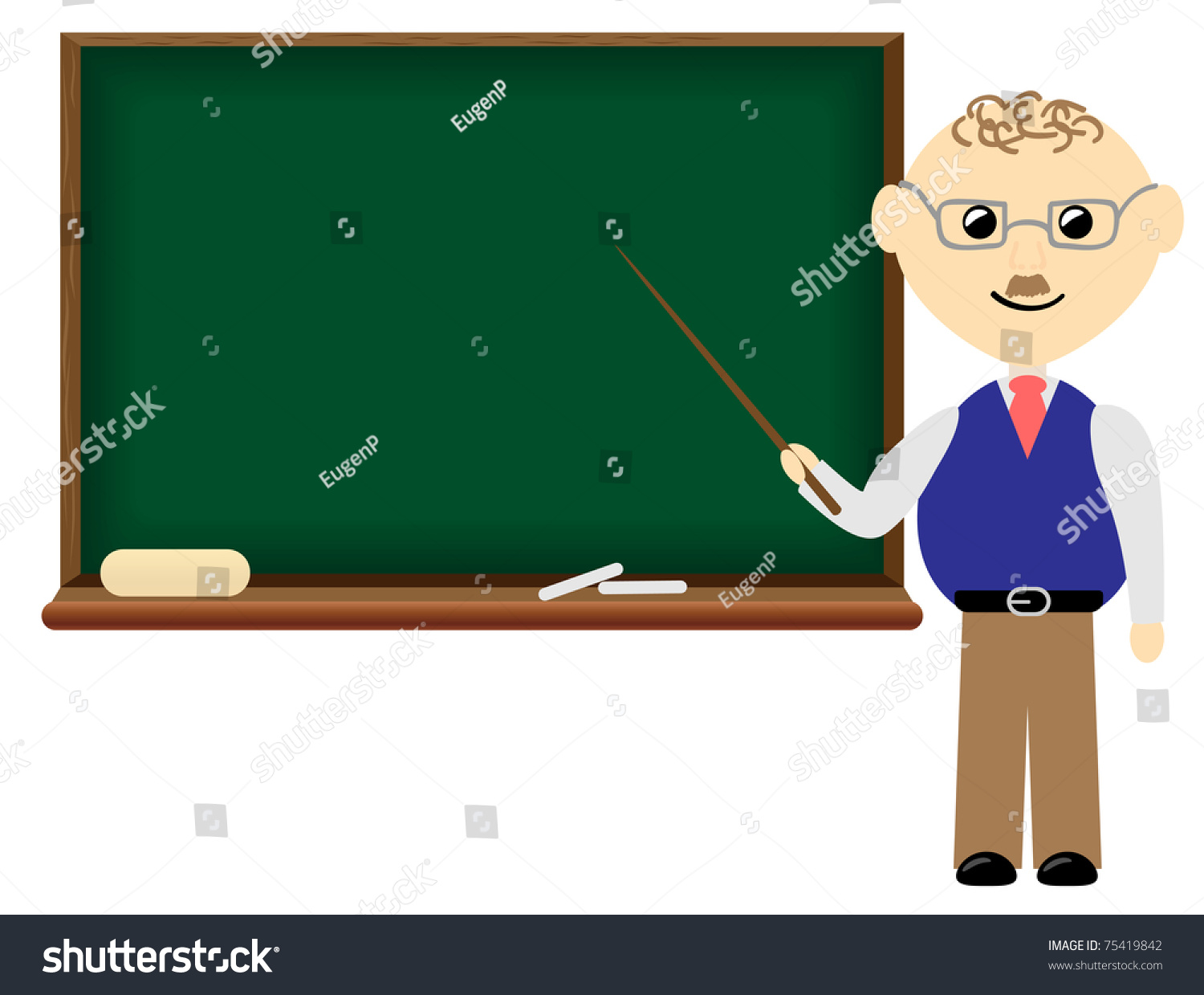 Teacher Pointing Blank Blackboard Stock Illustration 75419842