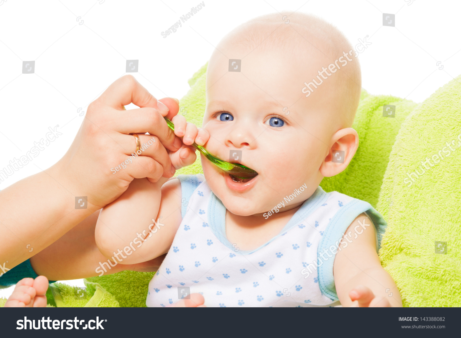 Teaching Cute Little Baby Boy Eat Stock Photo 143388082 Shutterstock