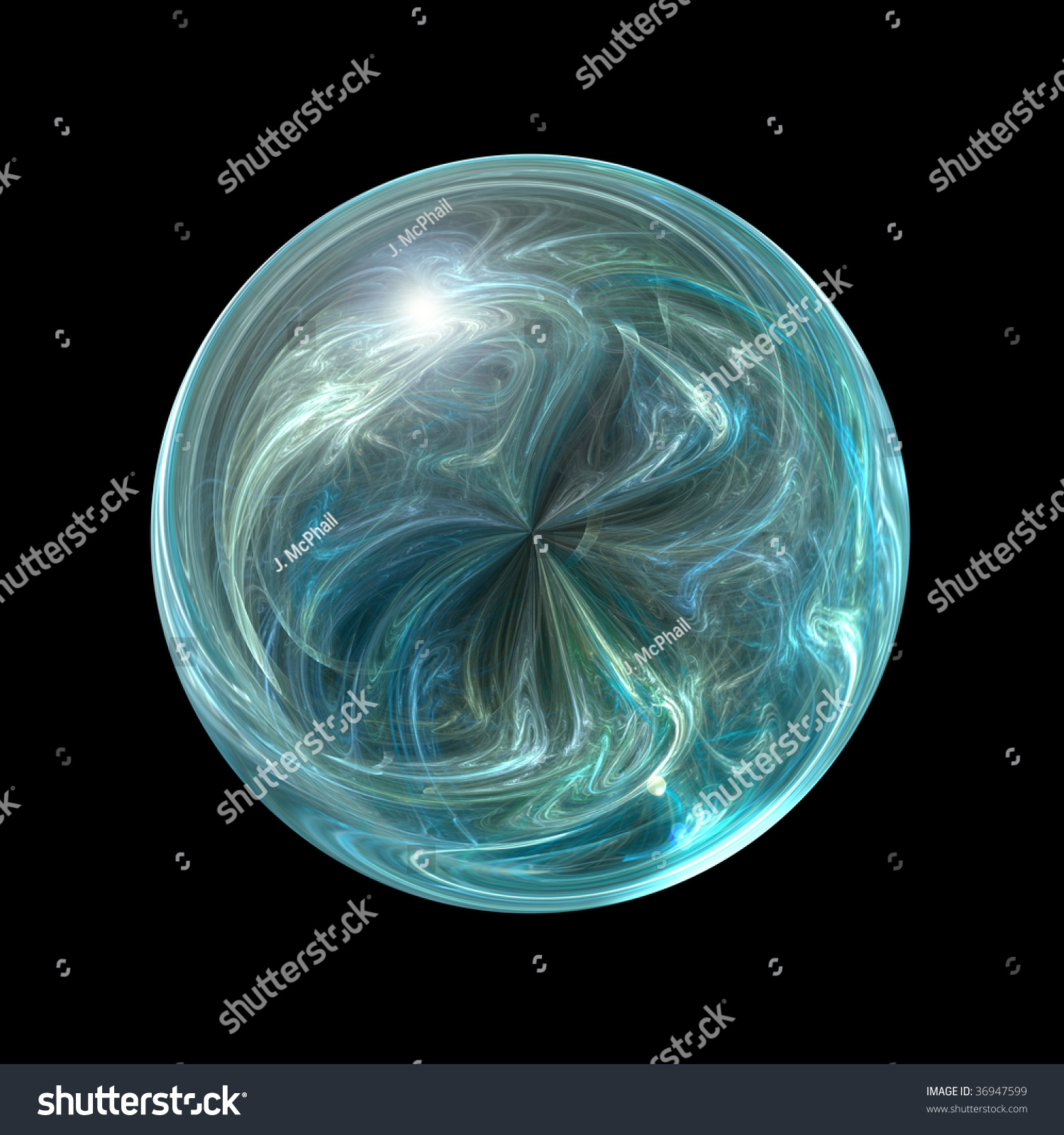 Teal Colored Glass Orb That Looks Stock Illustration