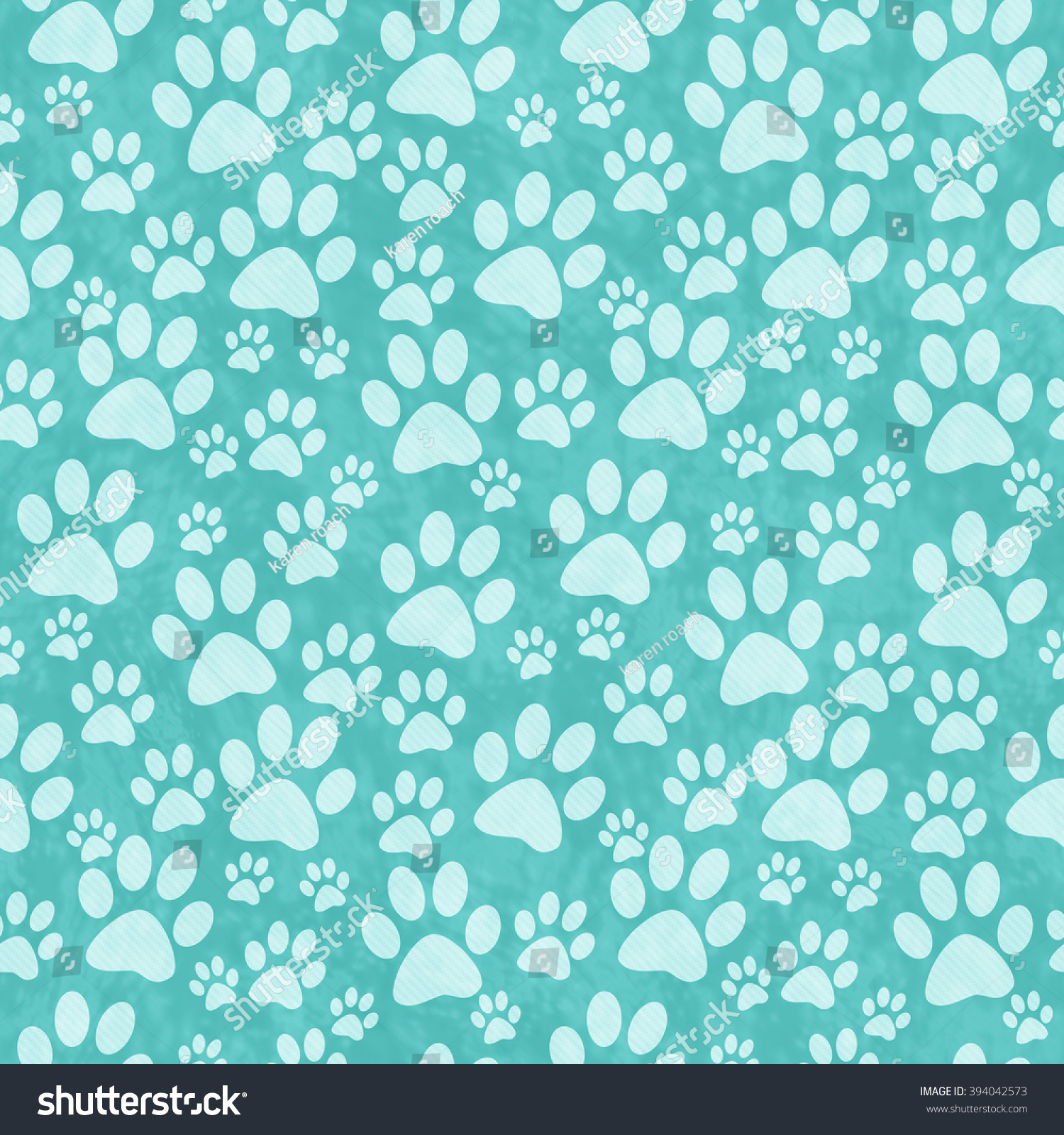 Teal Doggy Paw Print Tile Pattern Stock Illustration 394042573 ...