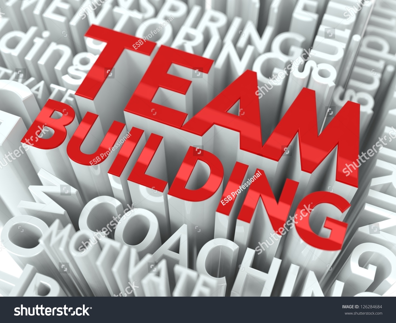 Team Building Concept. The Word Of Red Color Located Over Text Of White ...