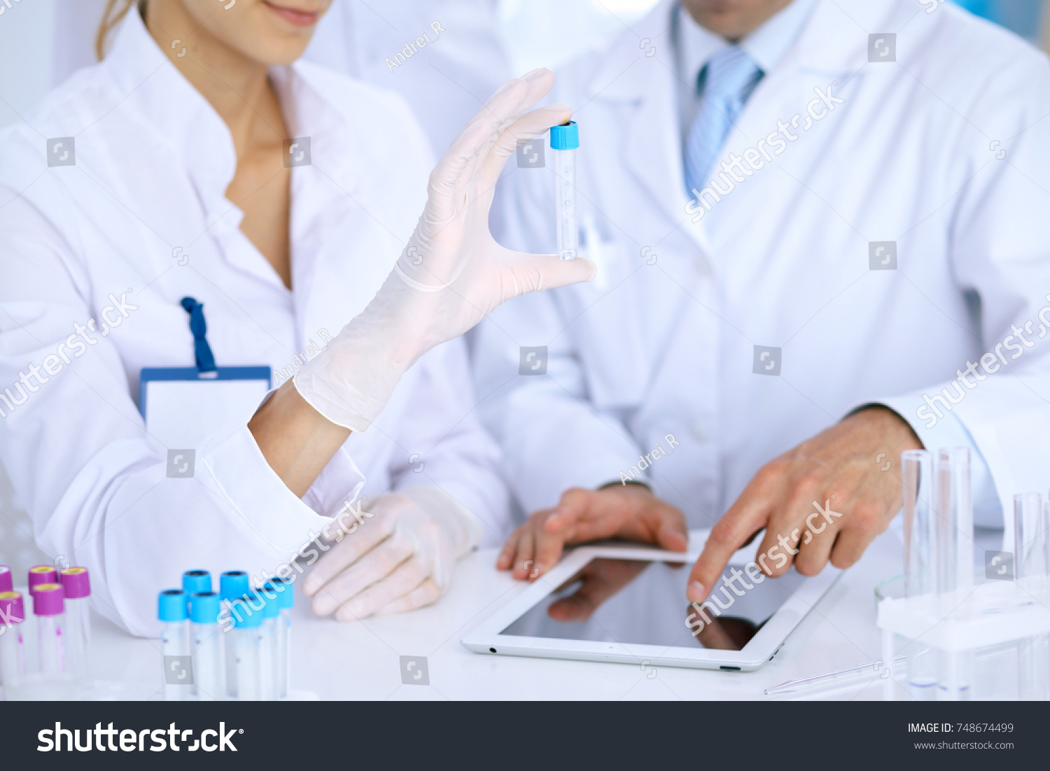 Team Scientific Researchers Laboratory Studying Substances Stock Photo ...