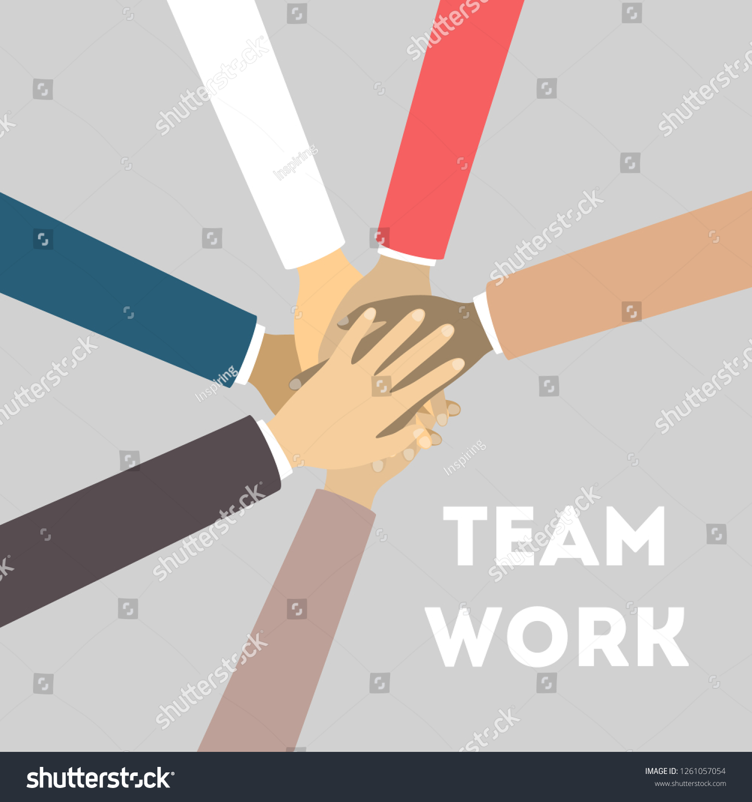 Team Work Illustration Hands Stack Together Stock Illustration 1261057054