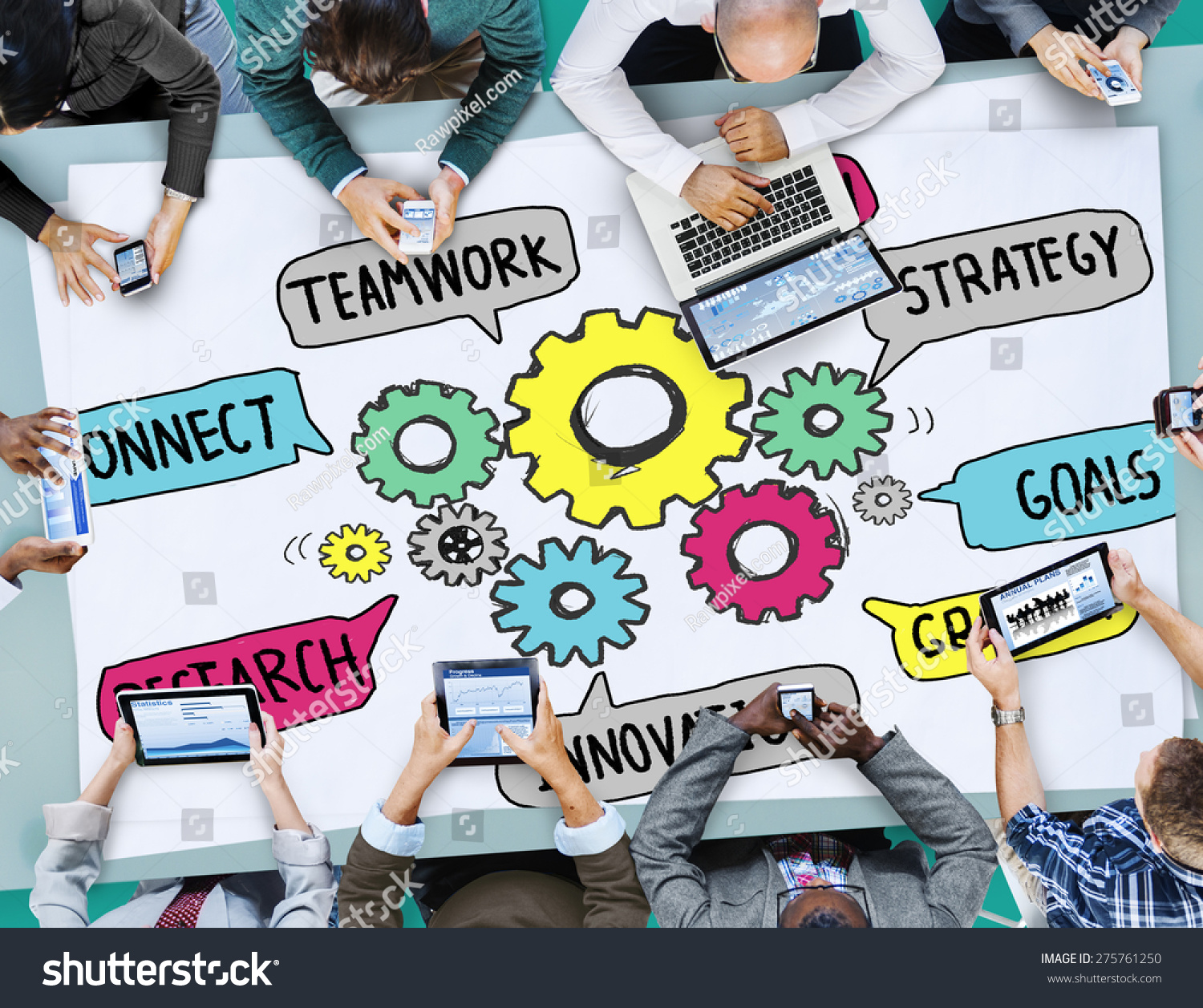 Teamwork Connect Strategy Vision Together Gear Stock Photo (Edit Now ...