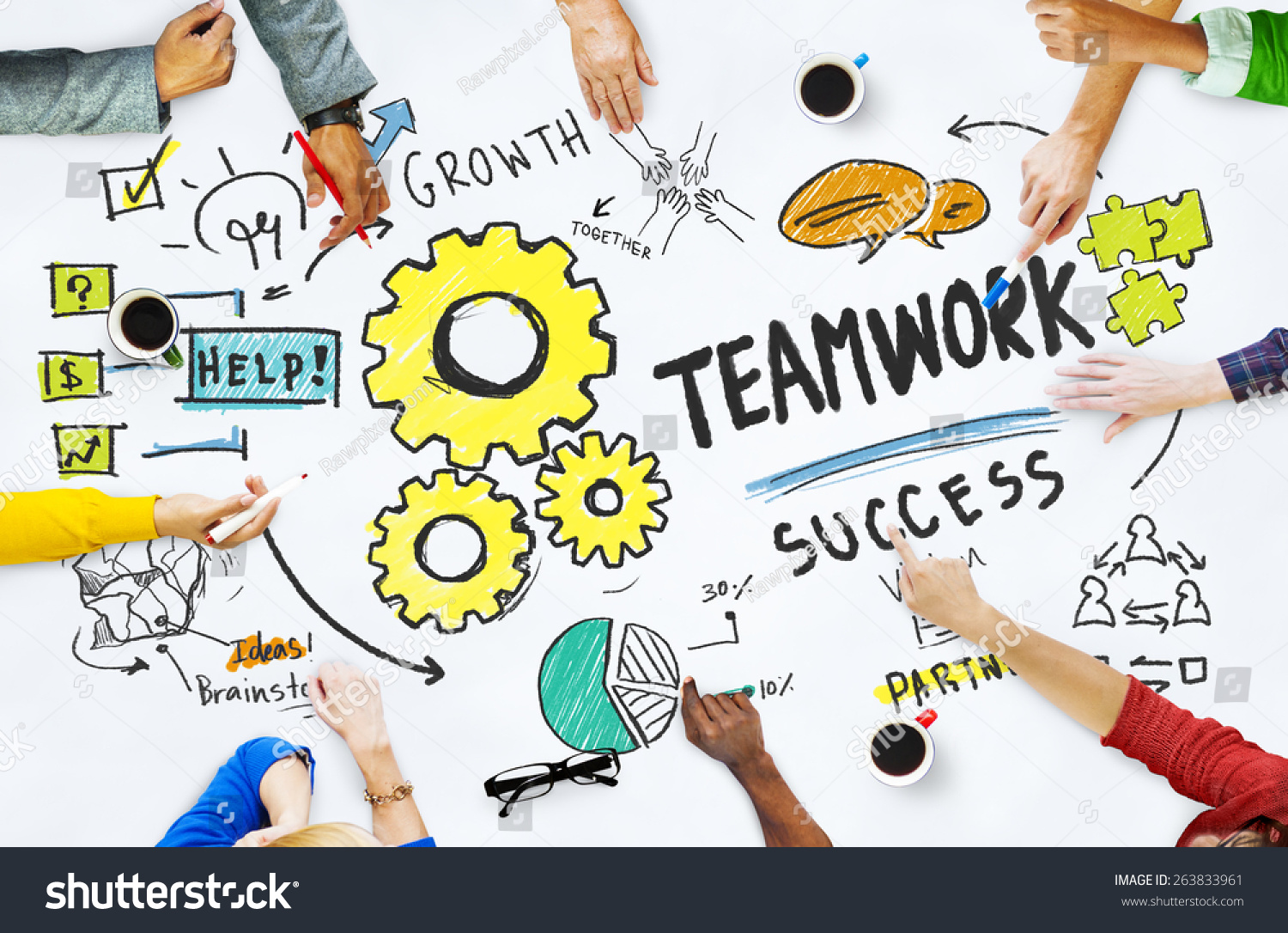 Teamwork Team Together Collaboration Meeting Brainstorming Stock Photo ...