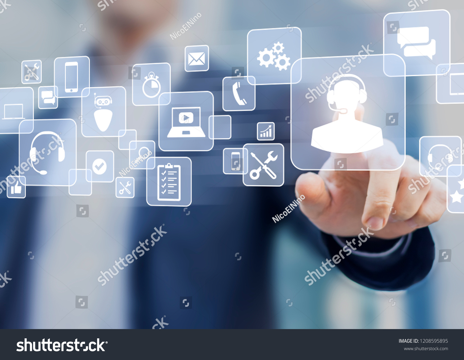 Technical Support Concept Business Person Touching Stock Photo