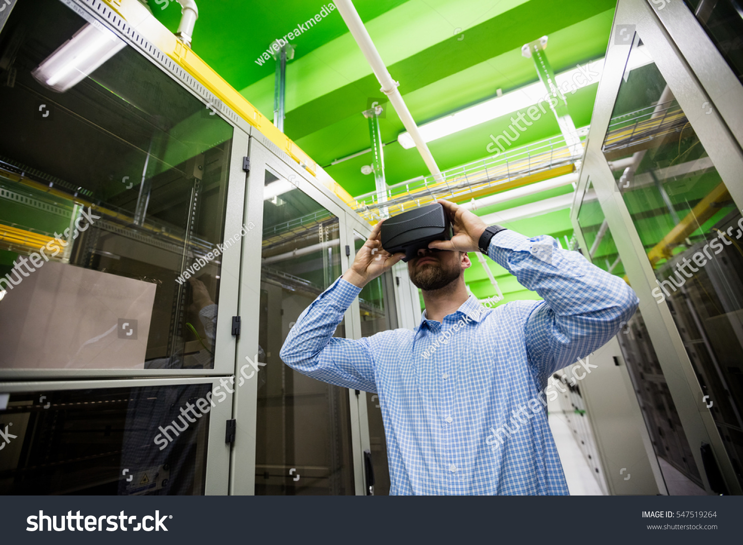  Tawny Brown Classic  Template Design Featuring Technician Using Virtual Reality Headset