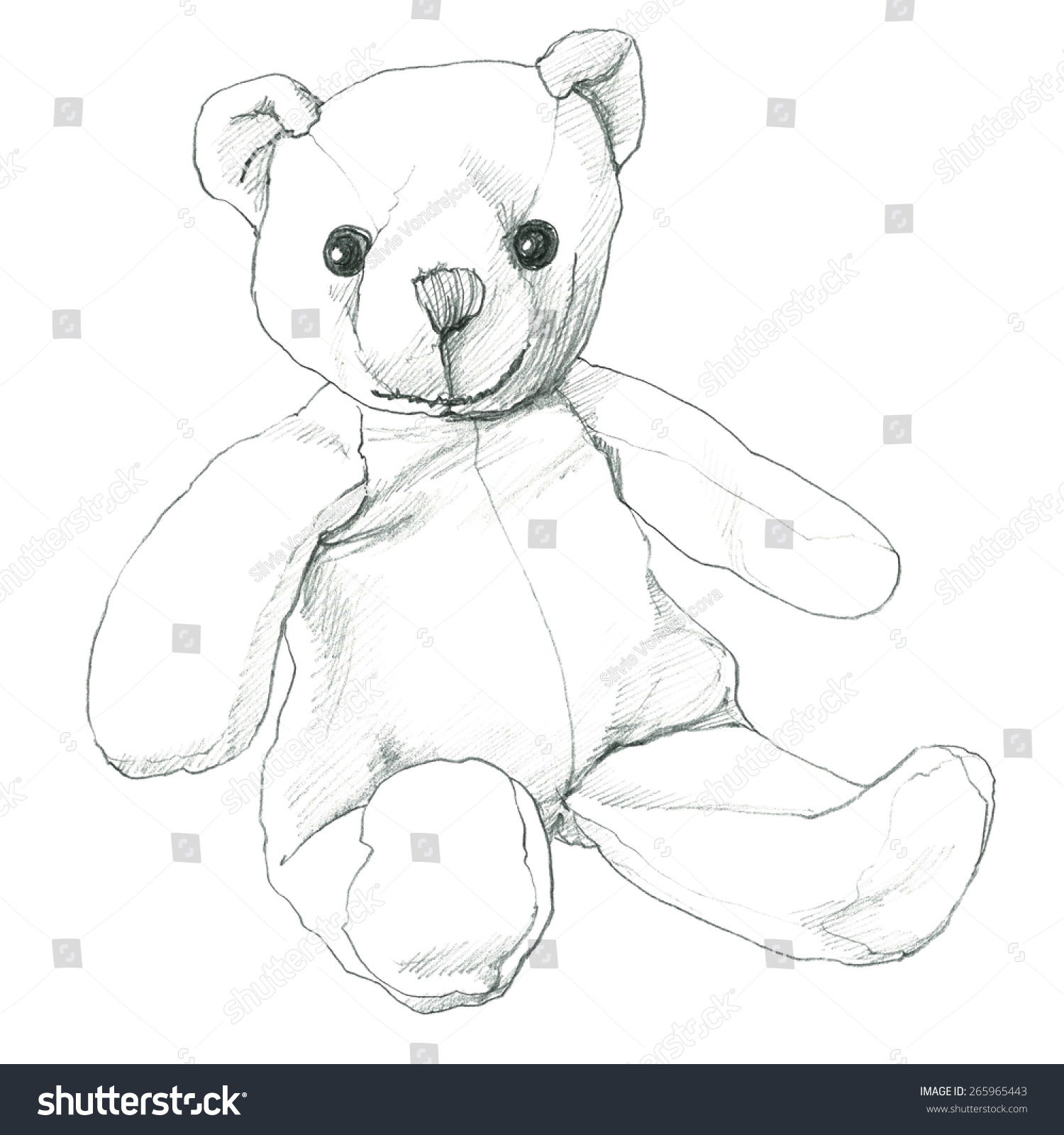  Teddy Bear Hand Pencil Drawing Toy Stock Illustration 265965443 