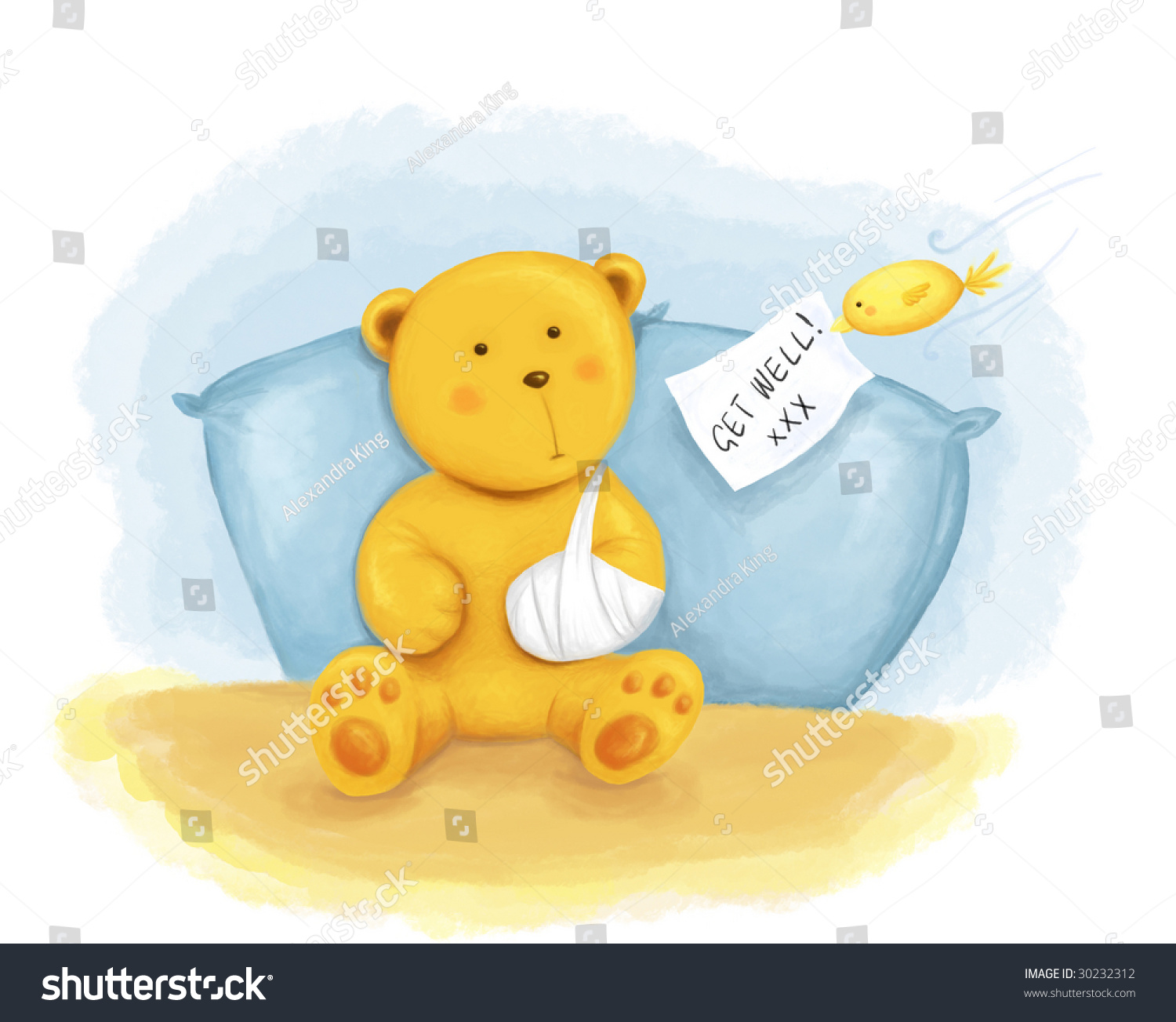 teddy bear with broken arm