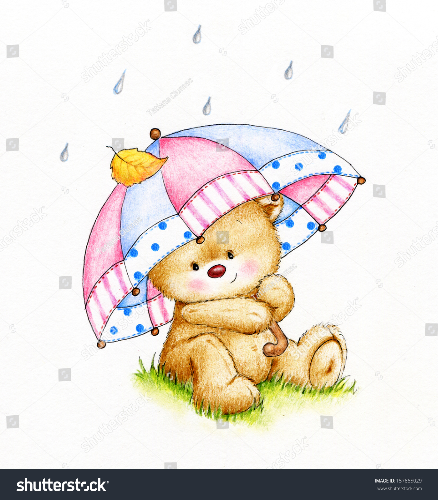 Teddy Bear Umbrella Stock Illustration 157665029 - Shutterstock