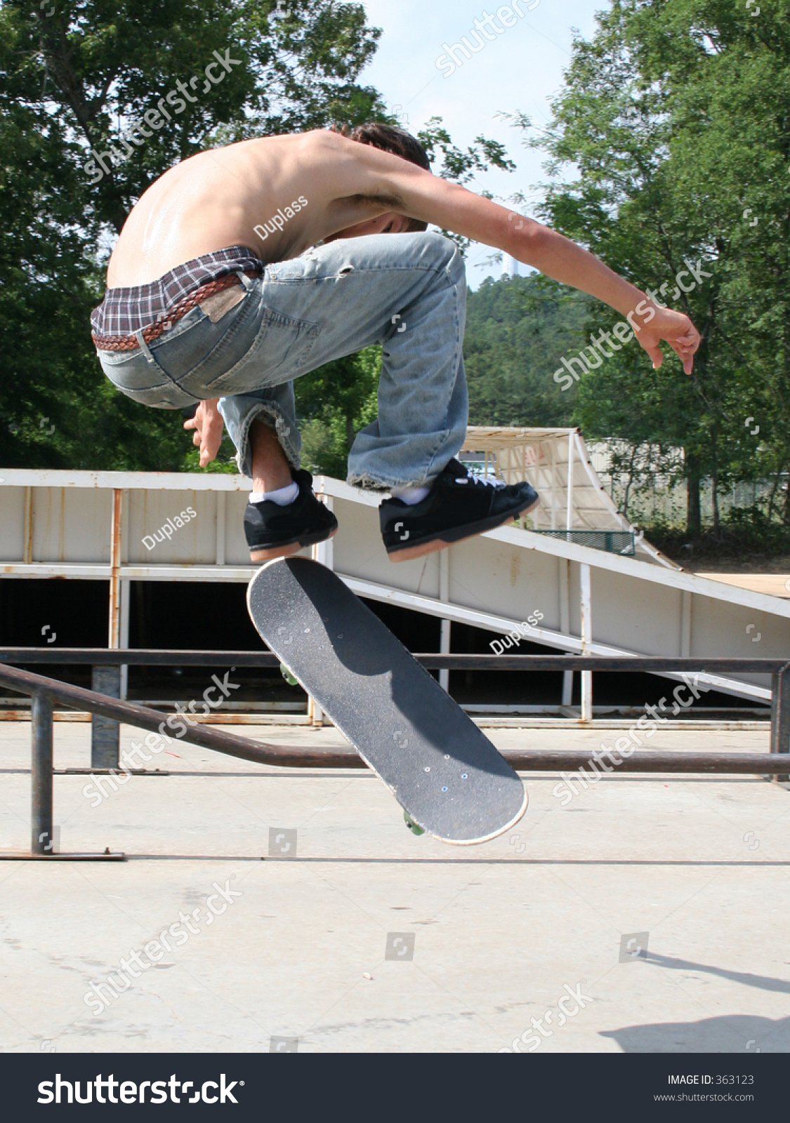 Teen Boy Shirtless In Jeans Skateboarding At Outdoor 36348 | The Best ...