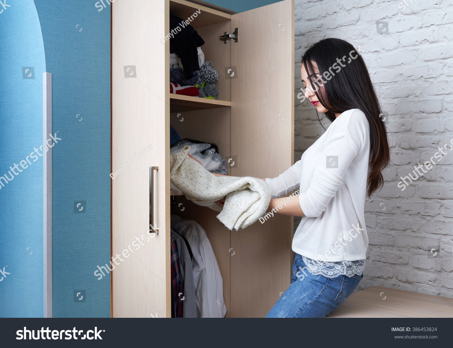 Teen Girl Gets Clothes Sweater Wardrobe Stock Photo Edit Now