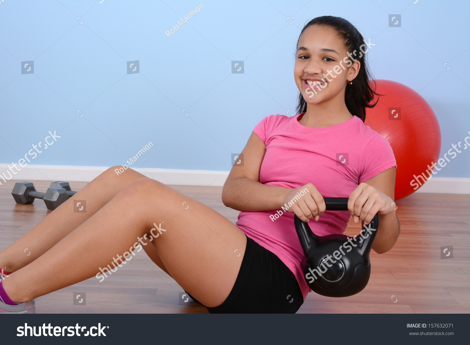 Teen Girl Working Out While Gym Stock Photo Royalty Free 157632071