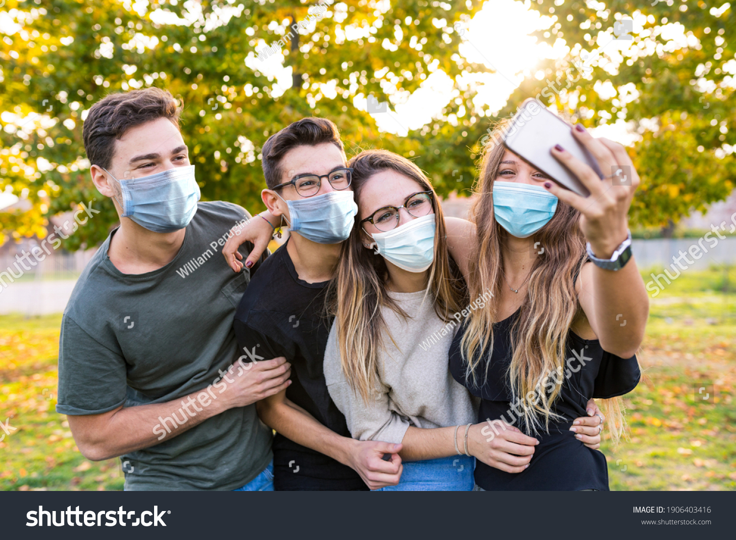 Teen Group Friends Together Park After Stock Photo (Edit Now) 1906403416