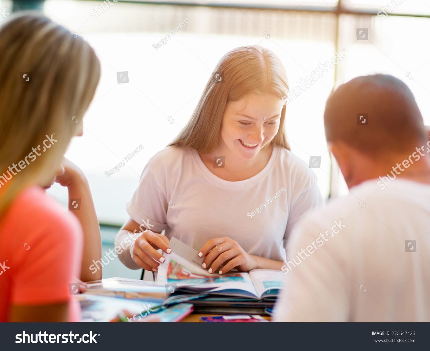 Teenage Girl Books Studying Library Stock Photo 270647426 