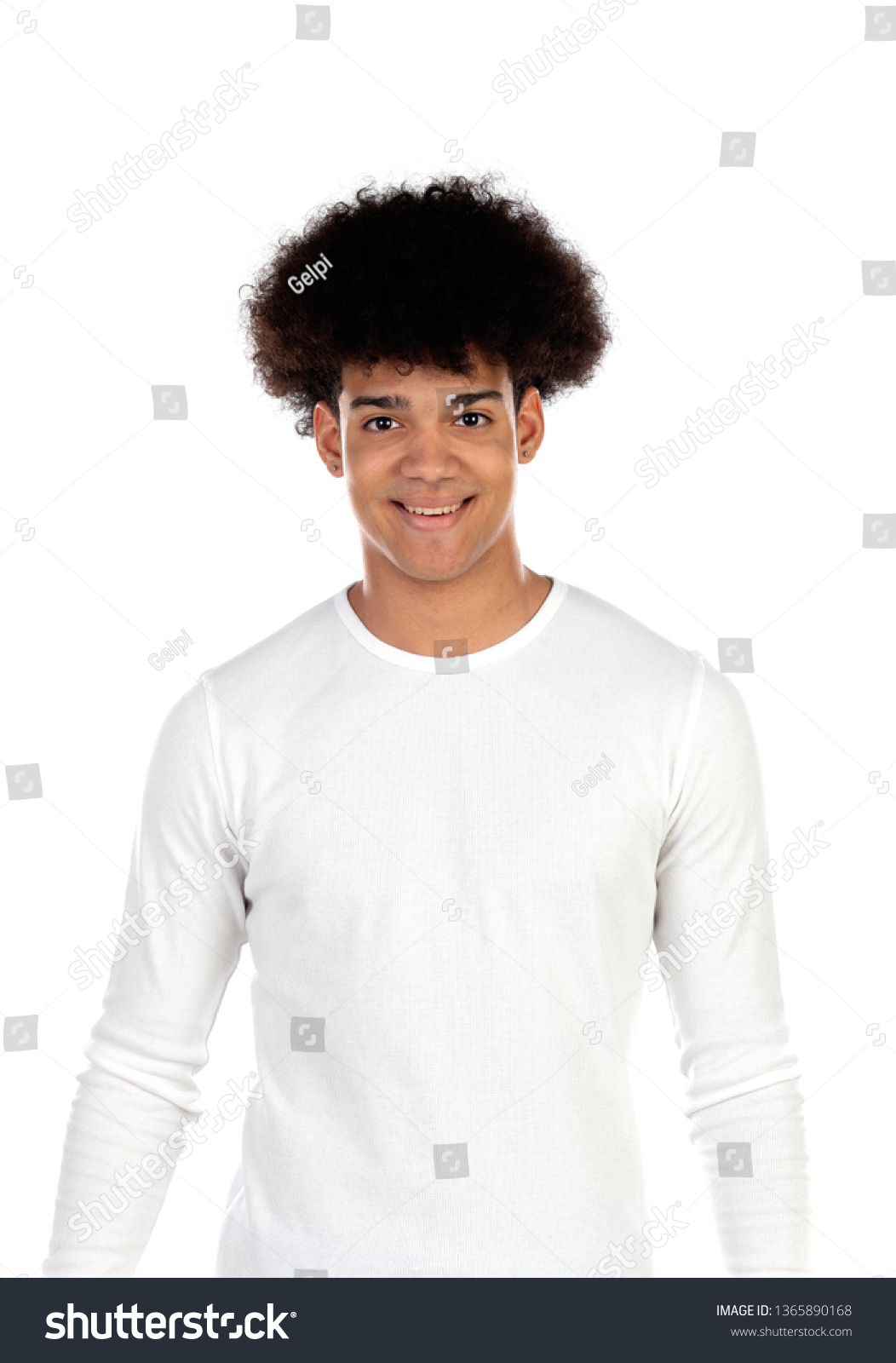 Teenager Boy Afro Hairstyle Isolated On Stock Photo 1365890168 ...