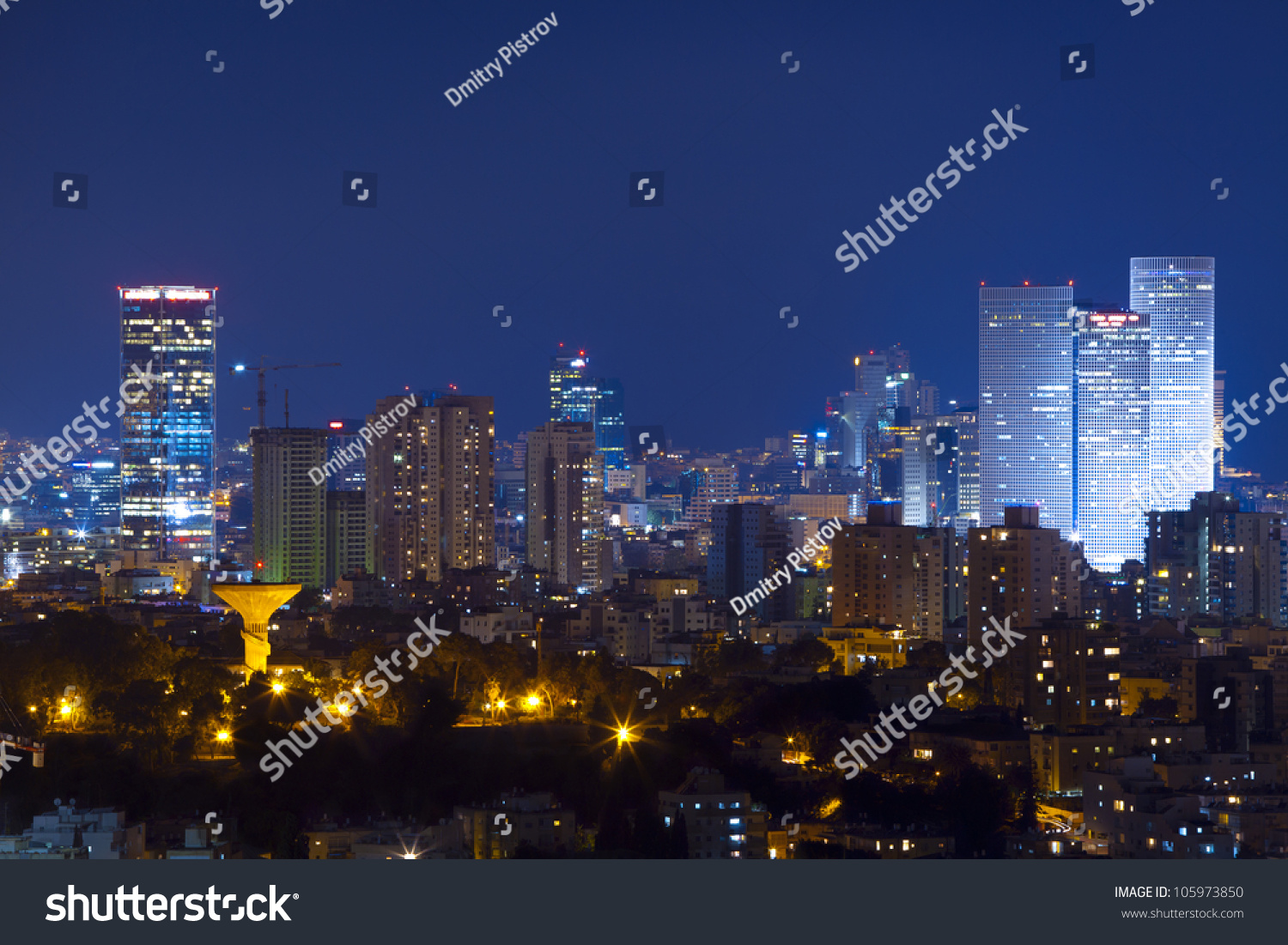 Tel Aviv Skyline Night Stock Photo 105973850 - Shutterstock