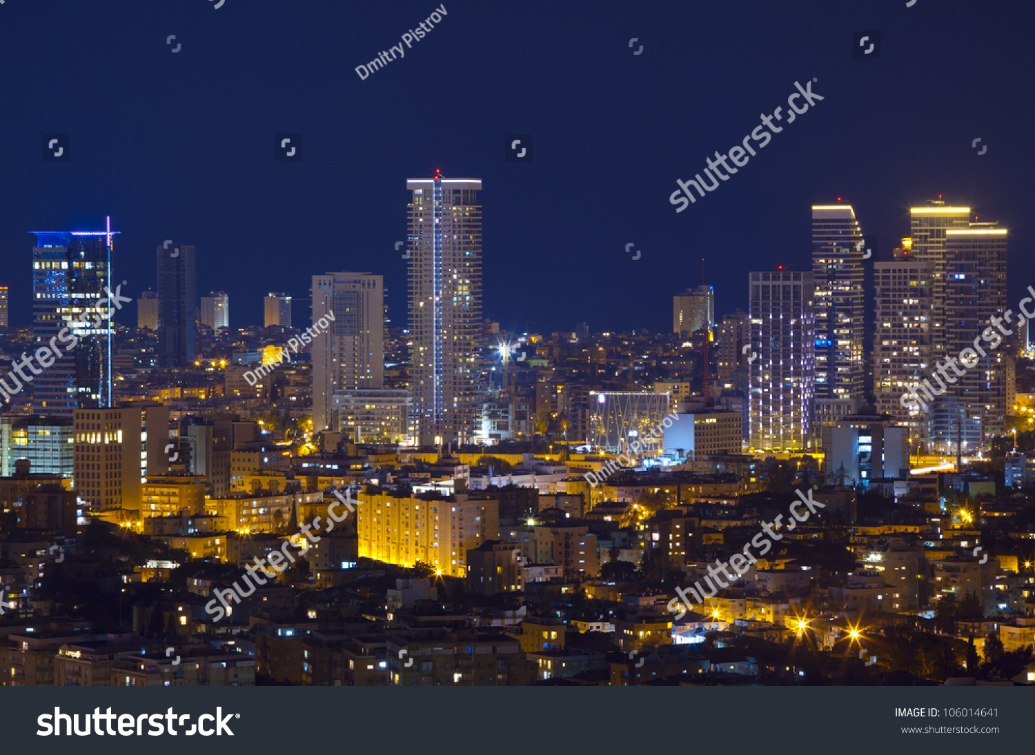 Tel Aviv Skyline Night Stock Photo 106014641 - Shutterstock