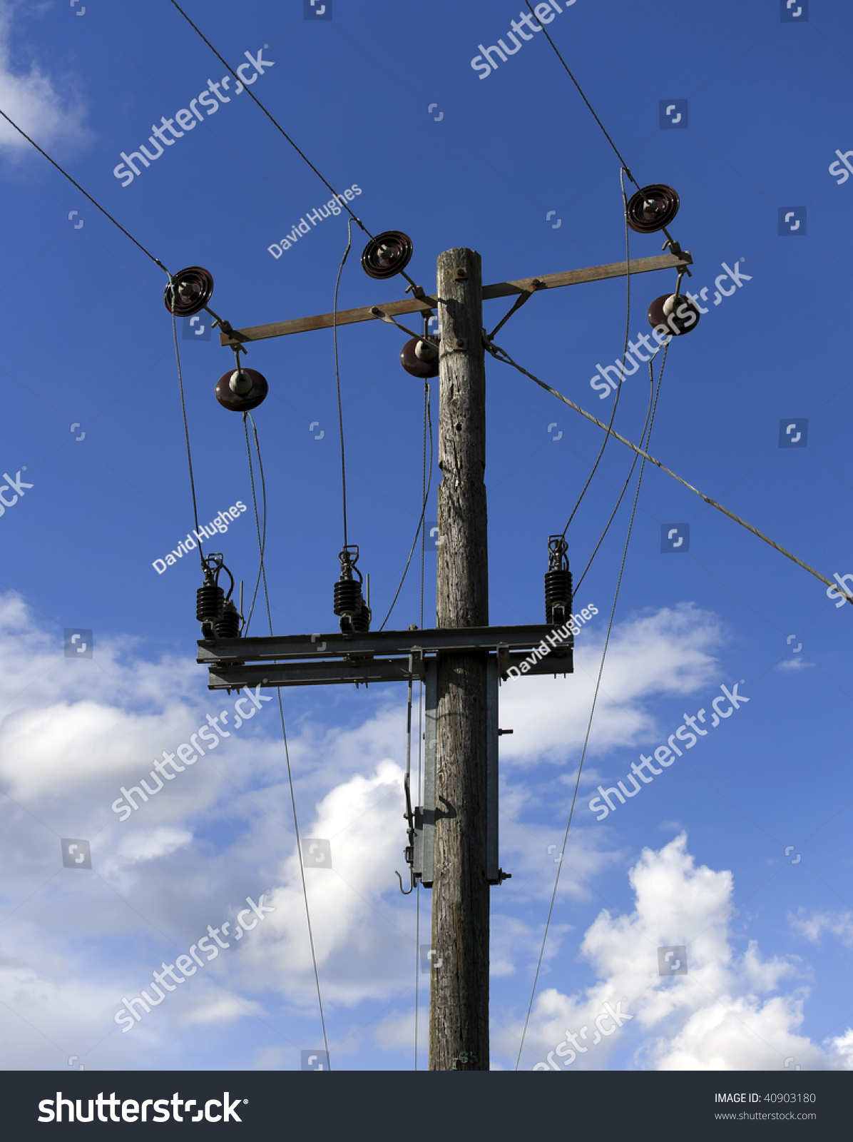 Telephone Pole With Cables And Wires In The Countryside Stock Photo ...