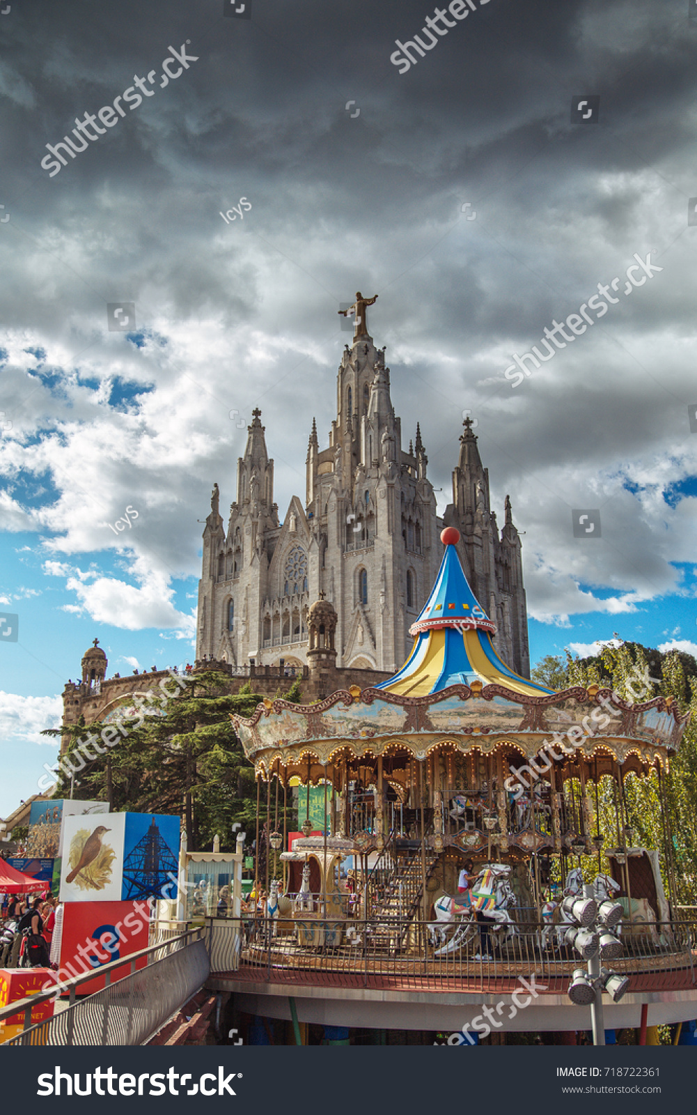 Temple Sacred Heart Jesus Tibidabo Amusement Stock Photo Edit Now