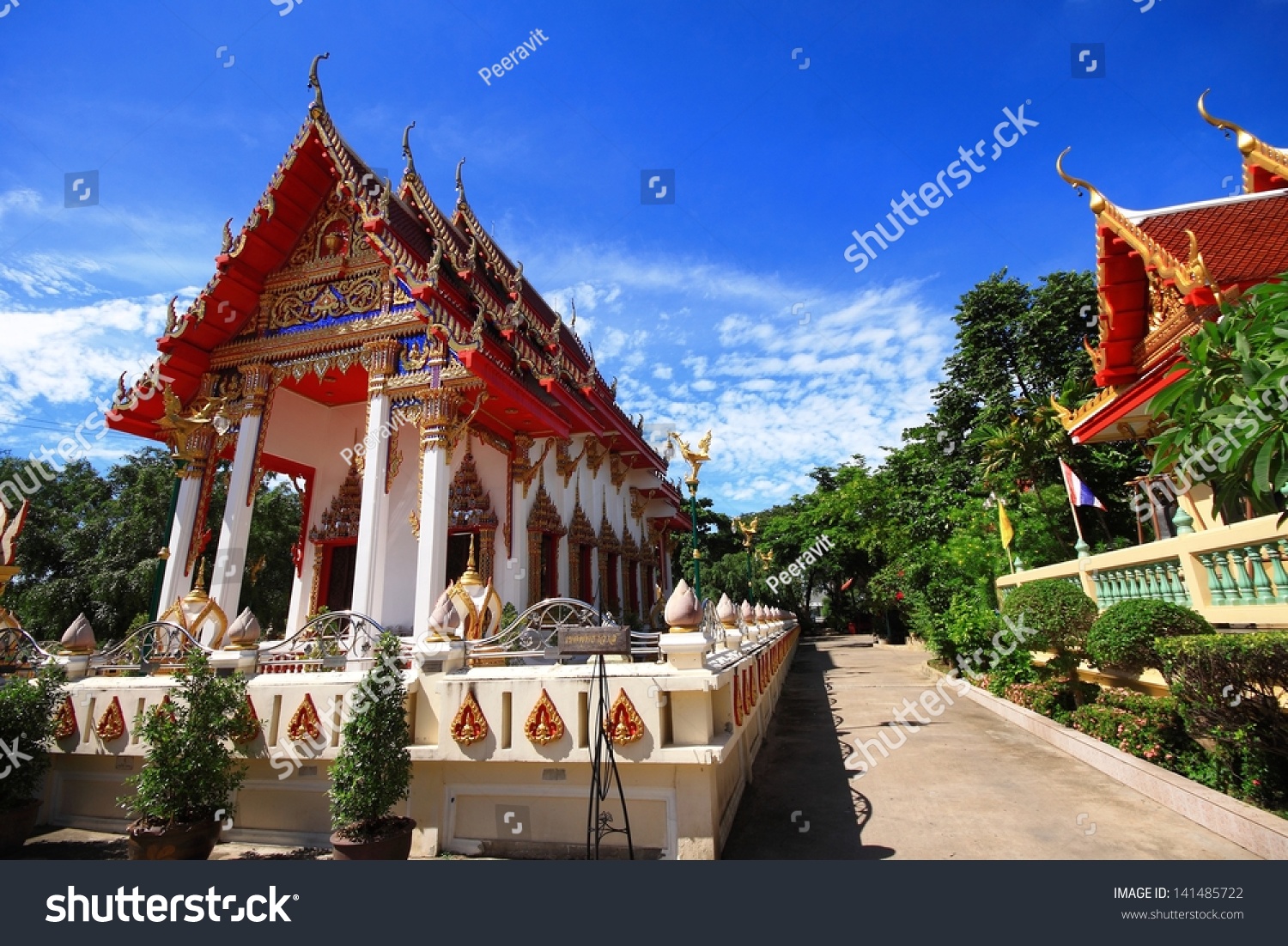 Temple Thailand At Wat Bagkrasab In Samut Prakan Province, Thailand ...