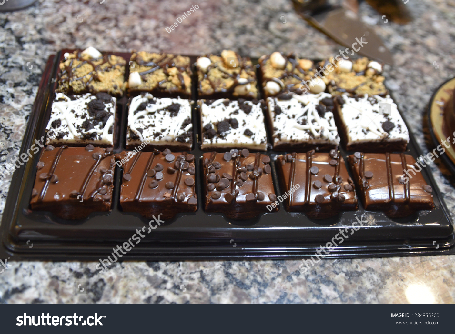 Tempting Rich Brownies Decorated Chocolate White Stock Photo Edit