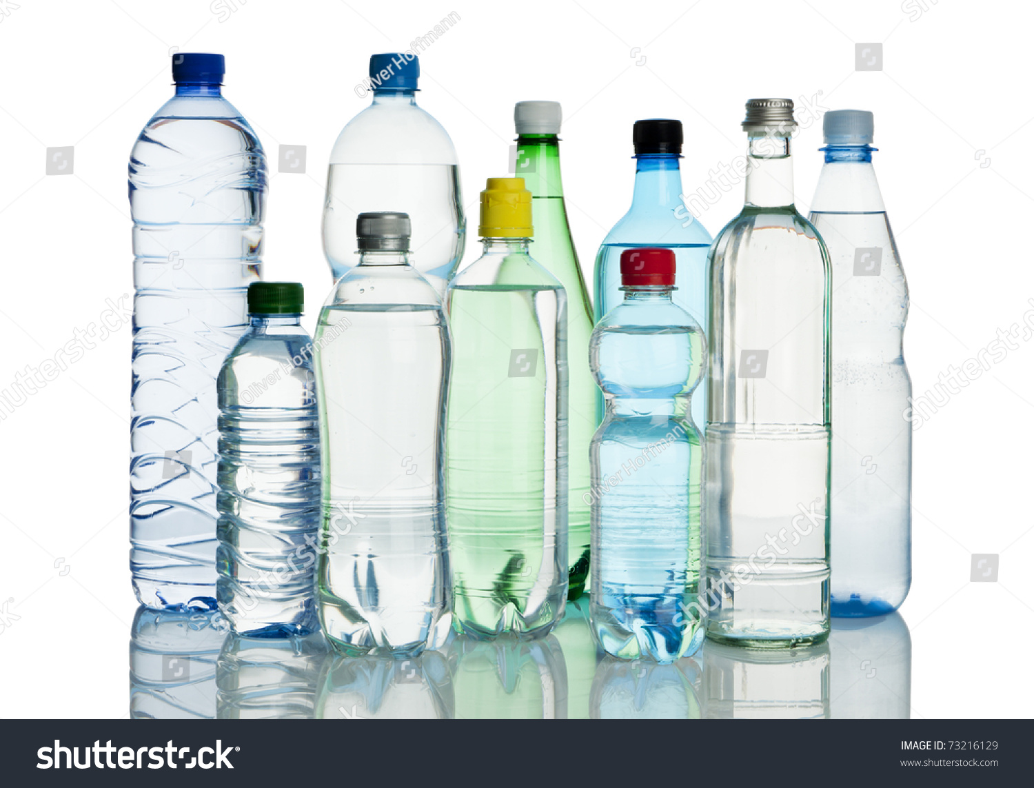 Ten Different Bottles Mineral Water Isolated Stock Photo 73216129 ...