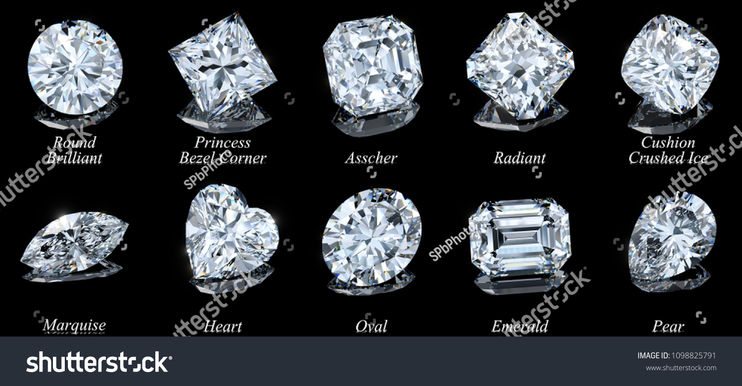 Ten Most Popular Diamond Shapes Names Stock Illustration 1098825791