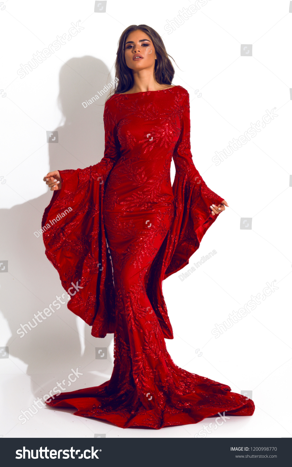 woman red christmas dress