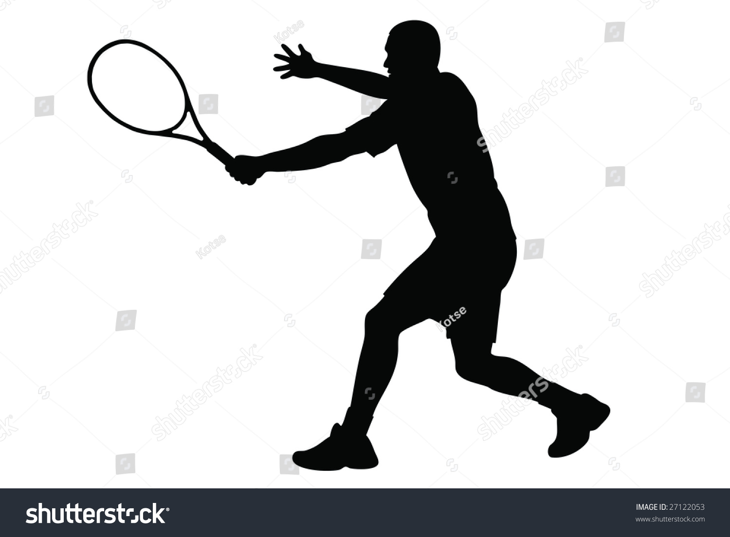 Tennis Player Silhouette Racket On White Stock Illustration 27122053 ...