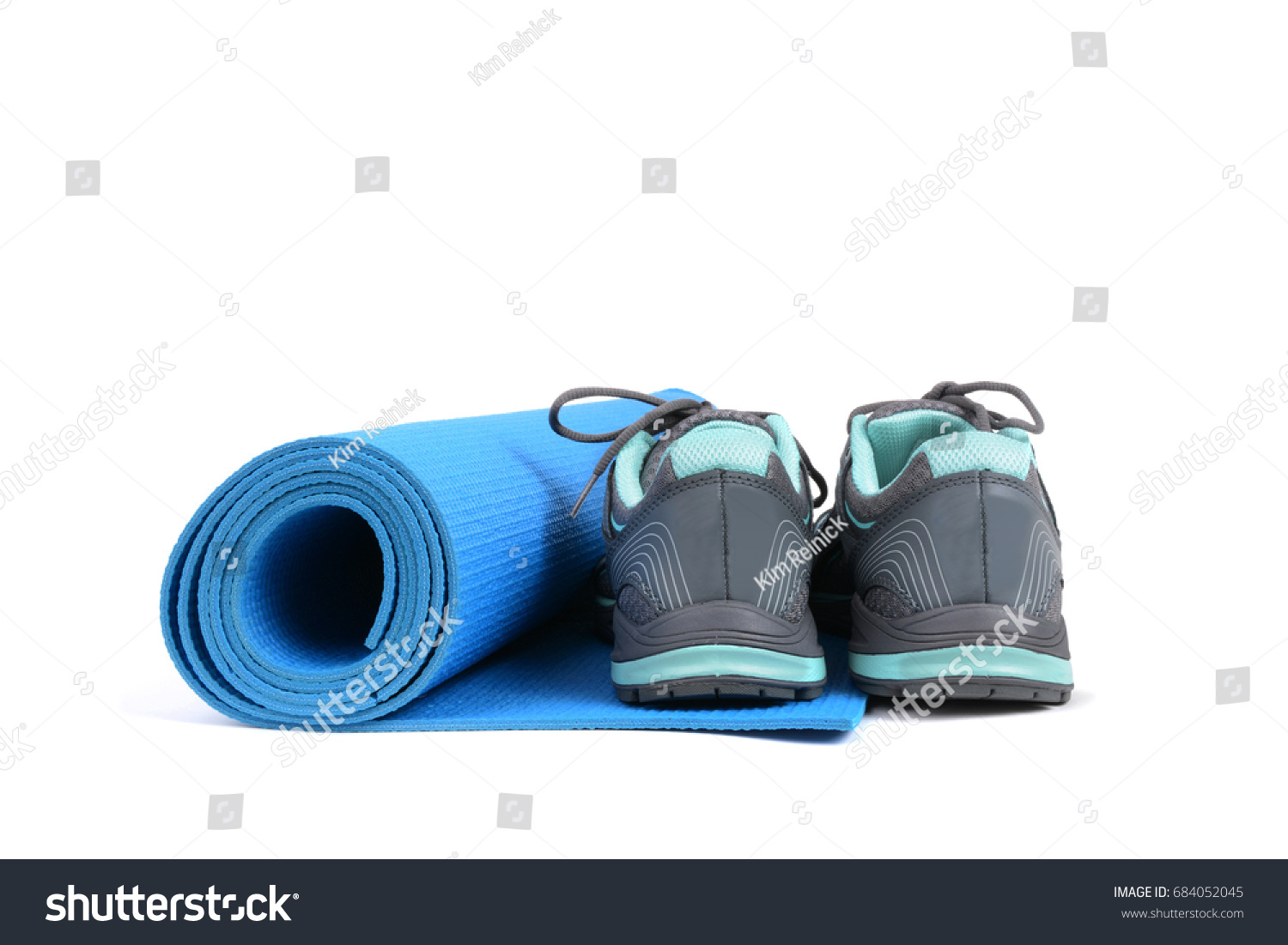 yoga mat tennis shoes