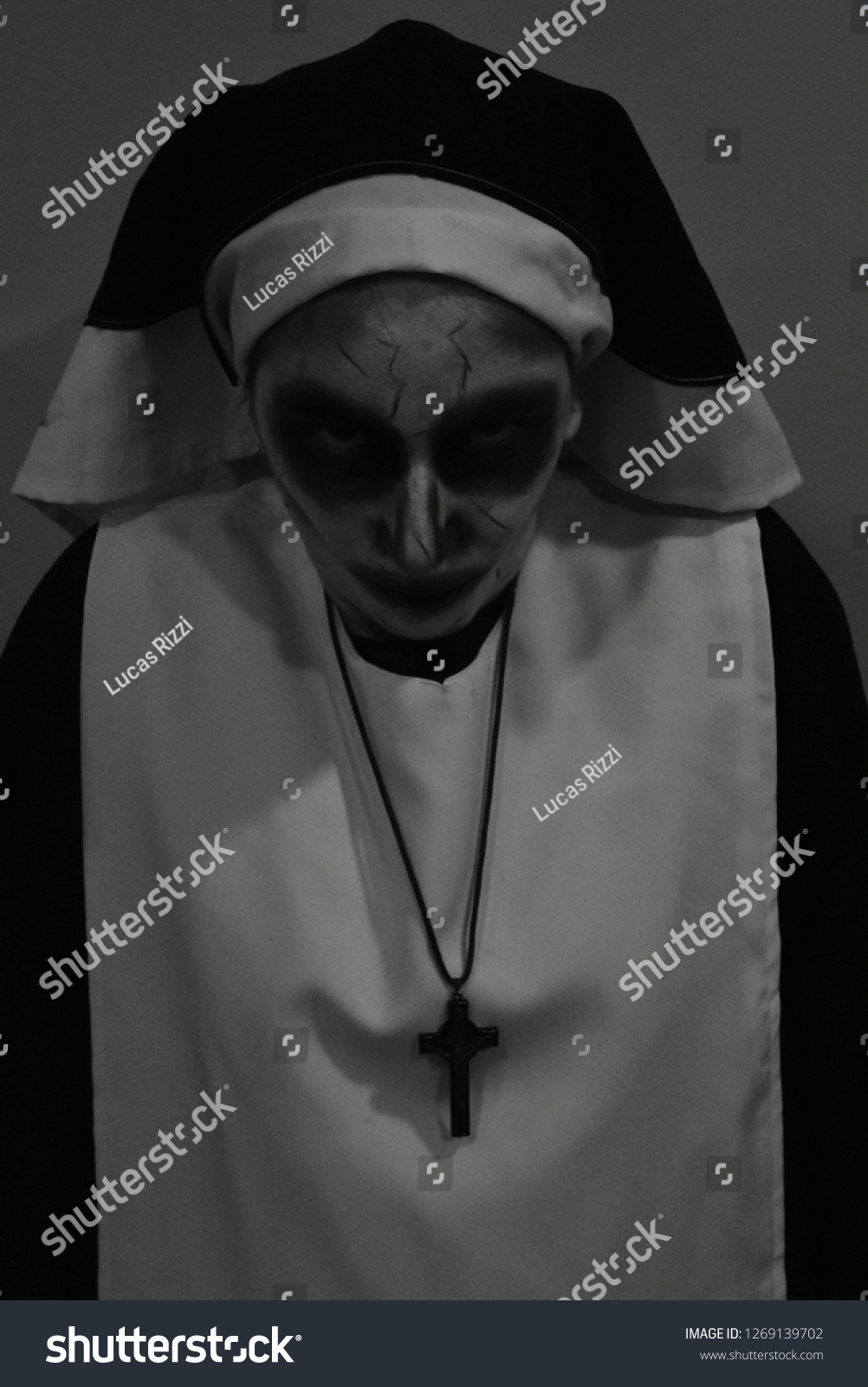 Terrifying Face Nun On Halloween Night Stock Photo (Edit Now) 1269139702