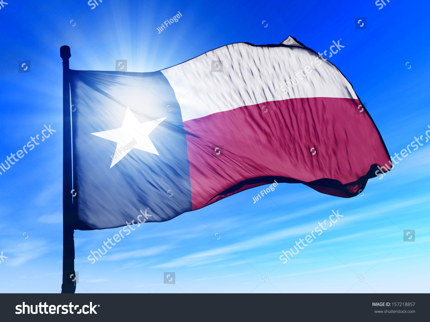 風になびくテキサス州旗 のイラスト素材