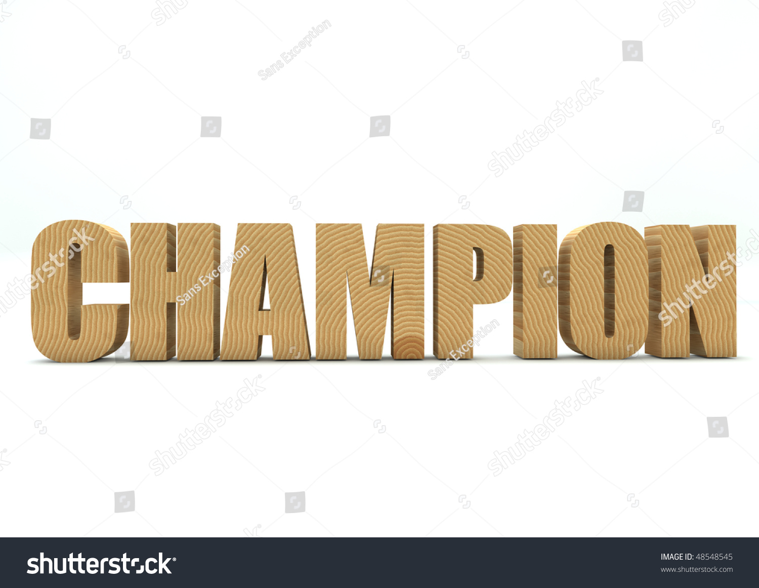 Sikker Styrke største Text 3d Word Champion Material Pinus Stock Illustration 48548545