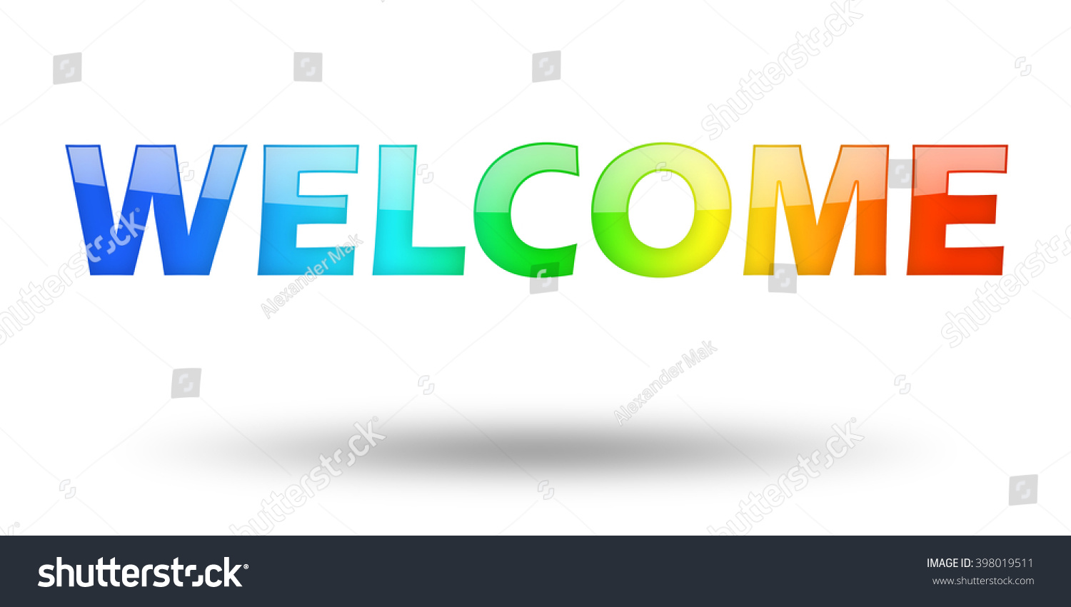 Text Welcome Colorful Letters Shadow Illustration Stock Illustration