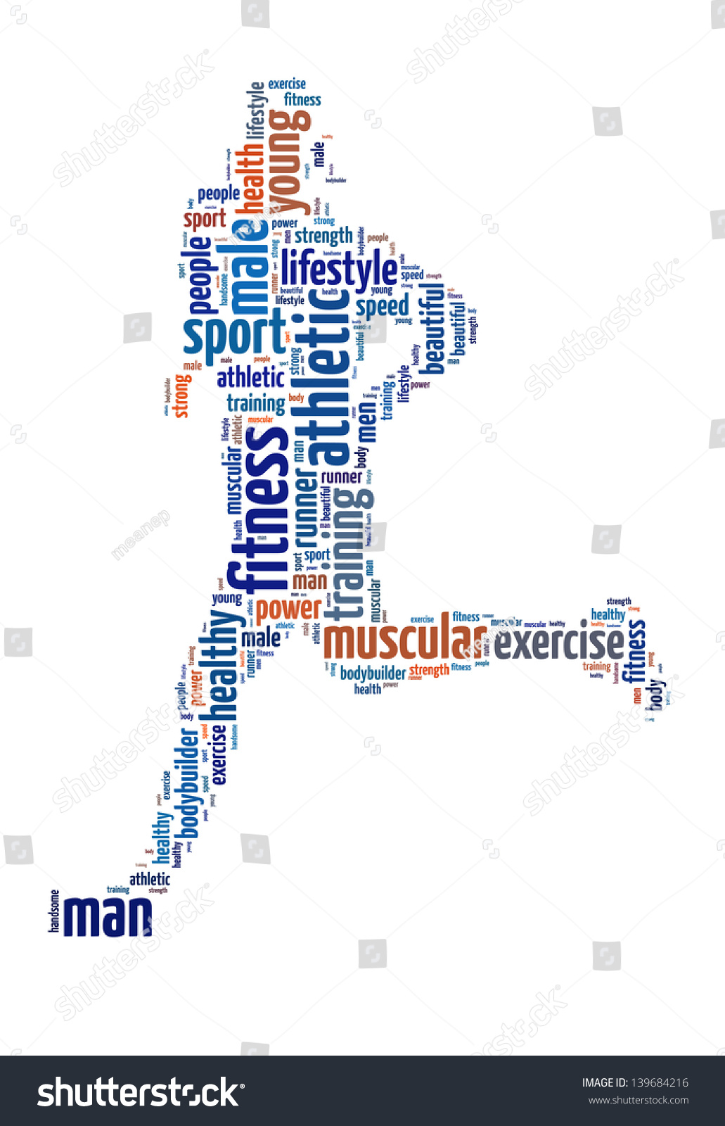 Textword Cloudword Collage Composed Shape Man Stock Illustration ...