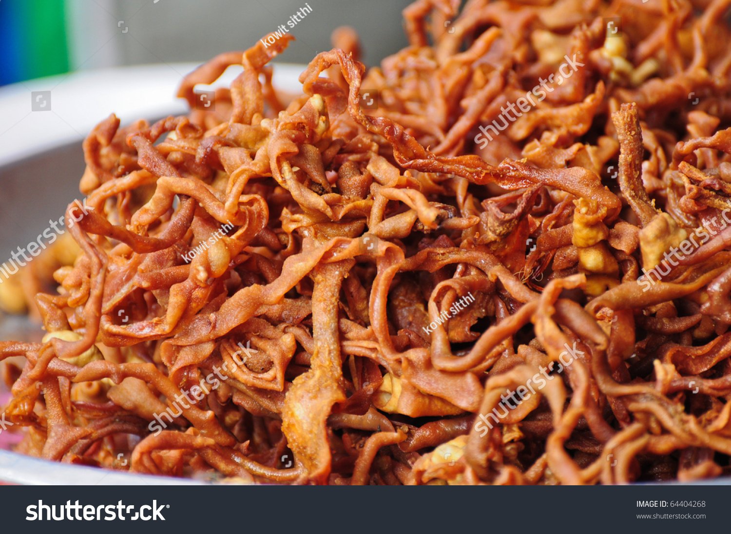 Thai Esan Food Fried Chicken Intestine Stock Photo 64404268 - Shutterstock