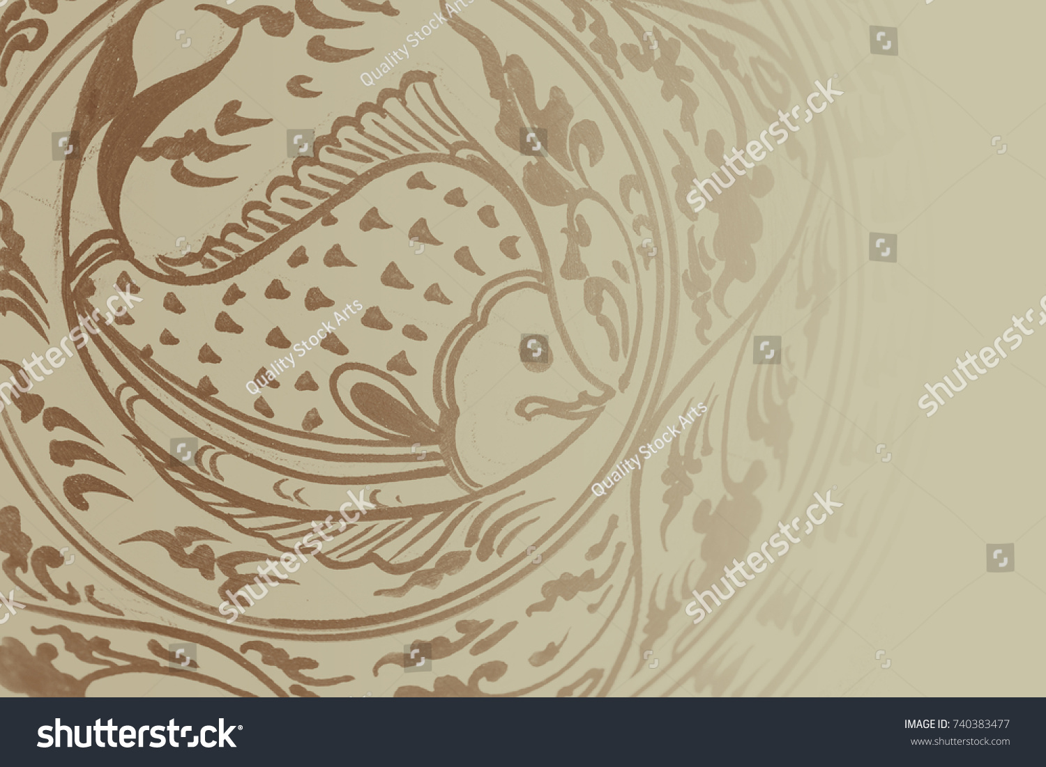 73 Fish Thai Mural Images Stock Photos Vectors Shutterstock   Stock Photo Thai Fish Traditional Painting Art Sukhothai Style For Backgroud With Space For Text 740383477 