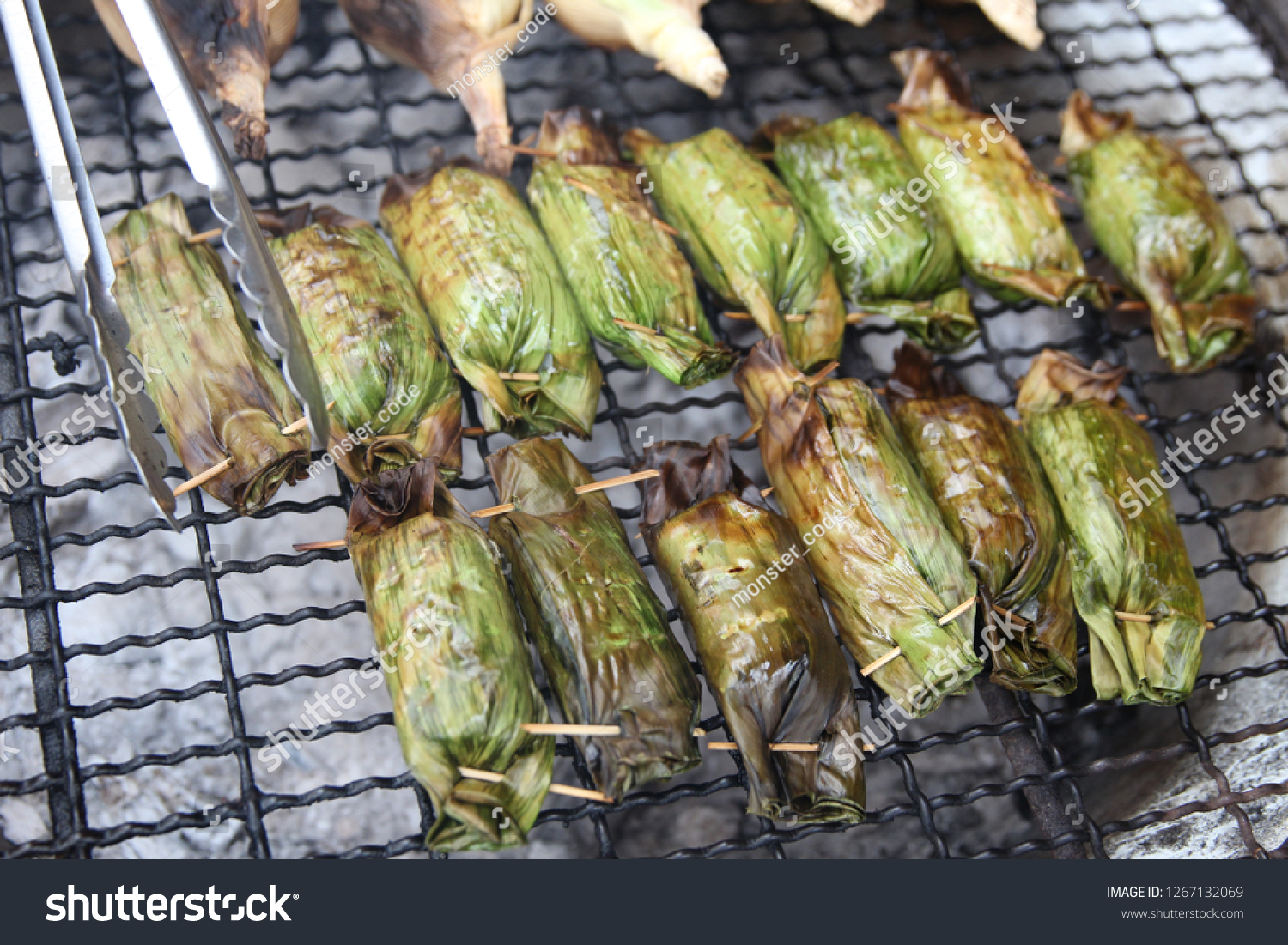 Thai Street Food Cooking Sticky Rice Stock Photo Edit Now 1267132069