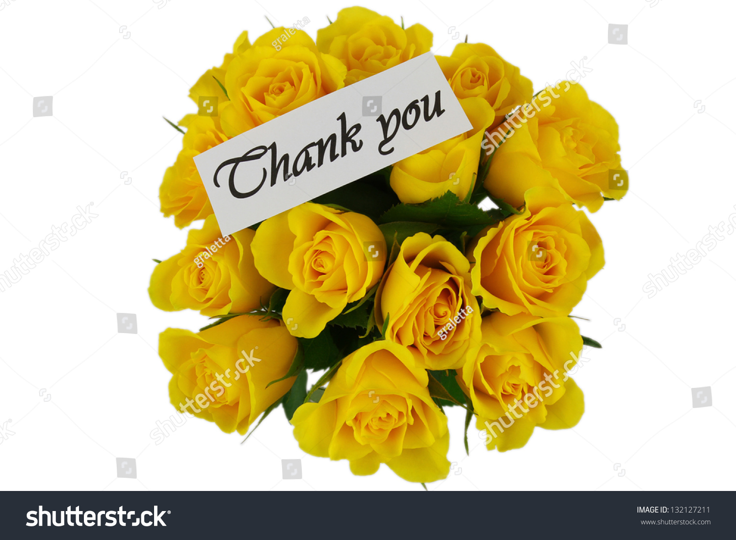 Thank You Card Yellow Roses Bouquet Stock Photo 132127211 - Shutterstock